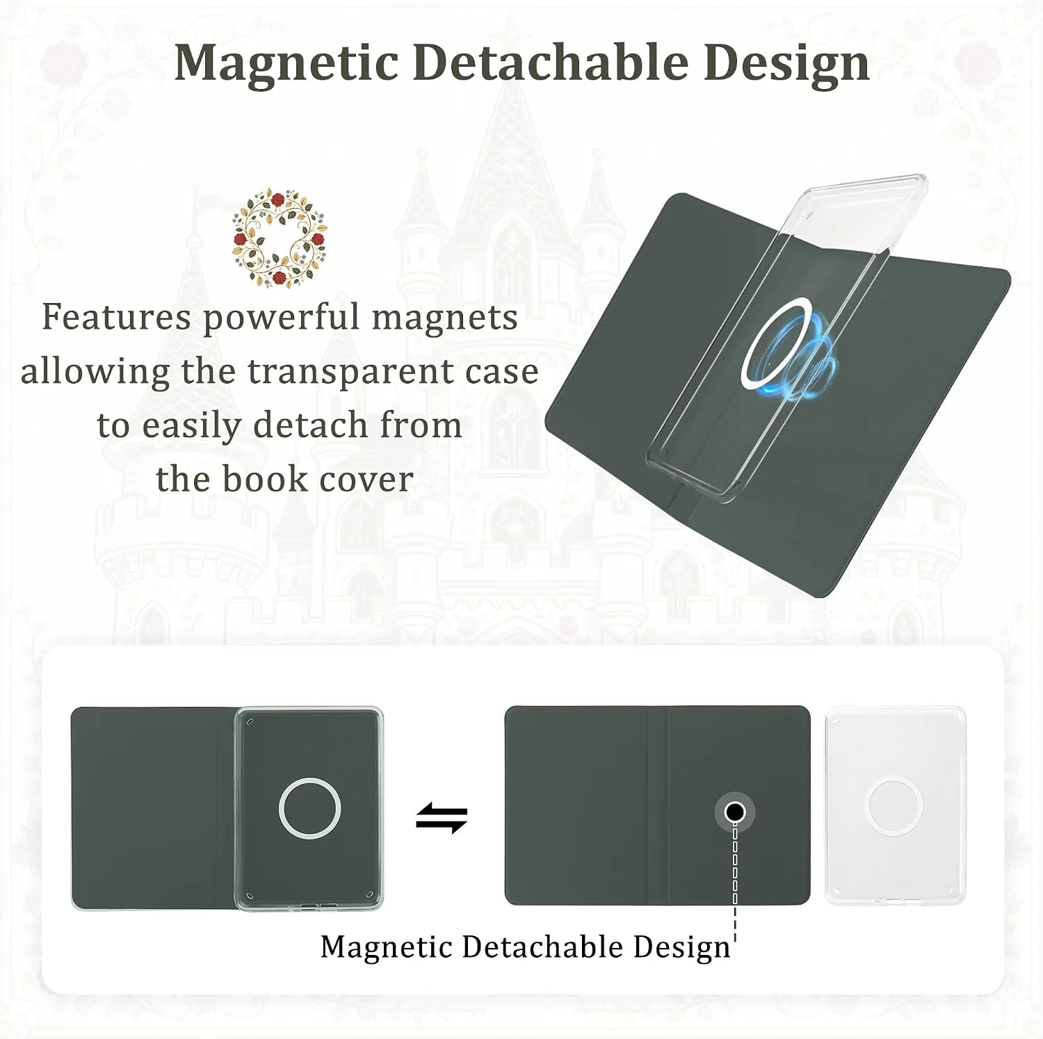 Magnetic Book Cover Case for 7'' Kindle Paperwhite & Colorsoft