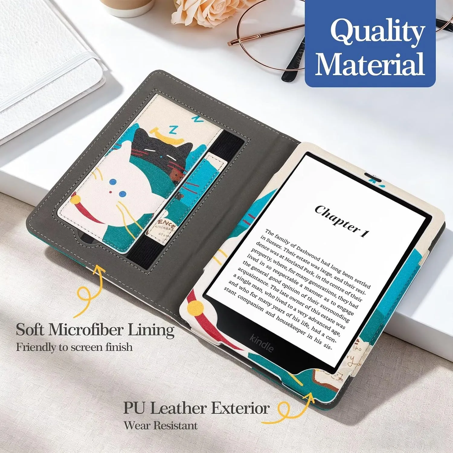 Case for 6" Kindle Paperwhite (10th/7th/6th/5th Generation),Black White Cat