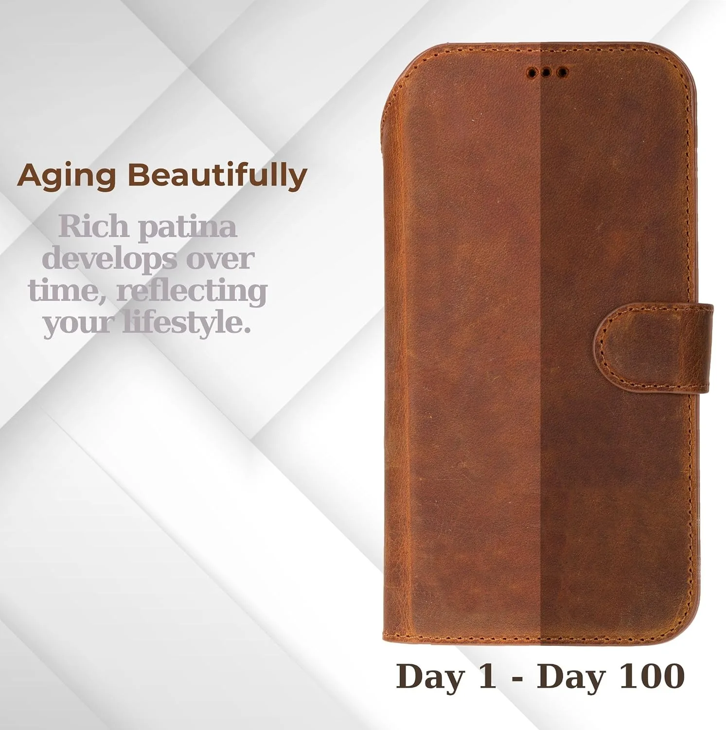VENOULT Wallet Case for iPhone, Full Grain Genuine Turkish Leather, Magnetic Detachable, RFID 4 Card Slots, Business Style, Compatible with MagSafe (Almond, iPhone 16 Pro MAX)