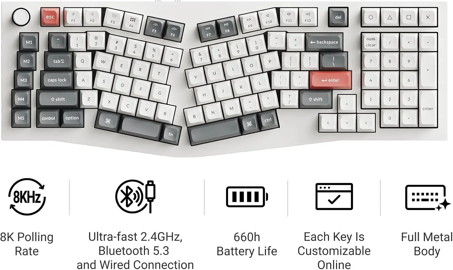 Keychron Q13 Ultra 8K 96% Alice Layout Wireless Custom Mechanical Keyboard