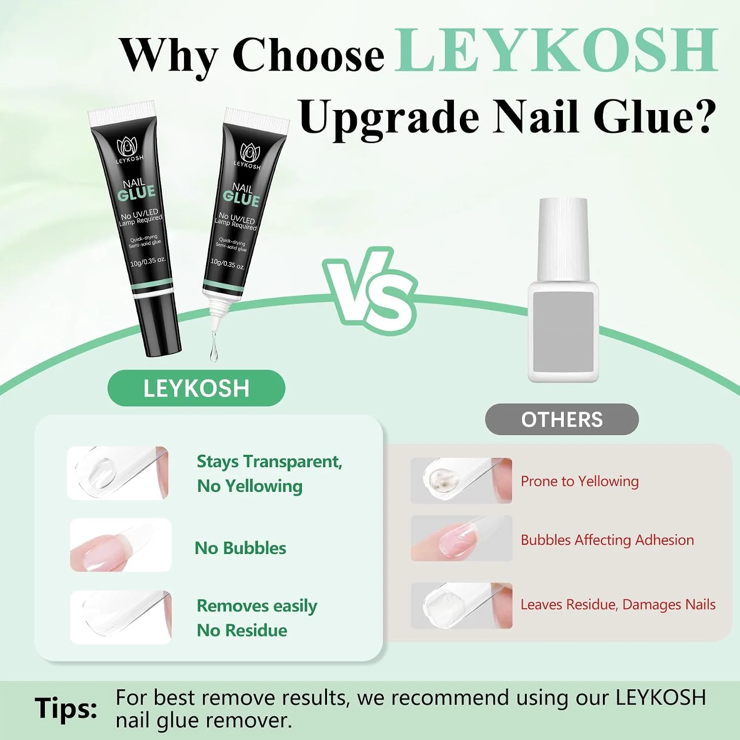 Leykosh Super Strong Nail Glue for Press Ons, Semi Solid, No UV Lamp Needed