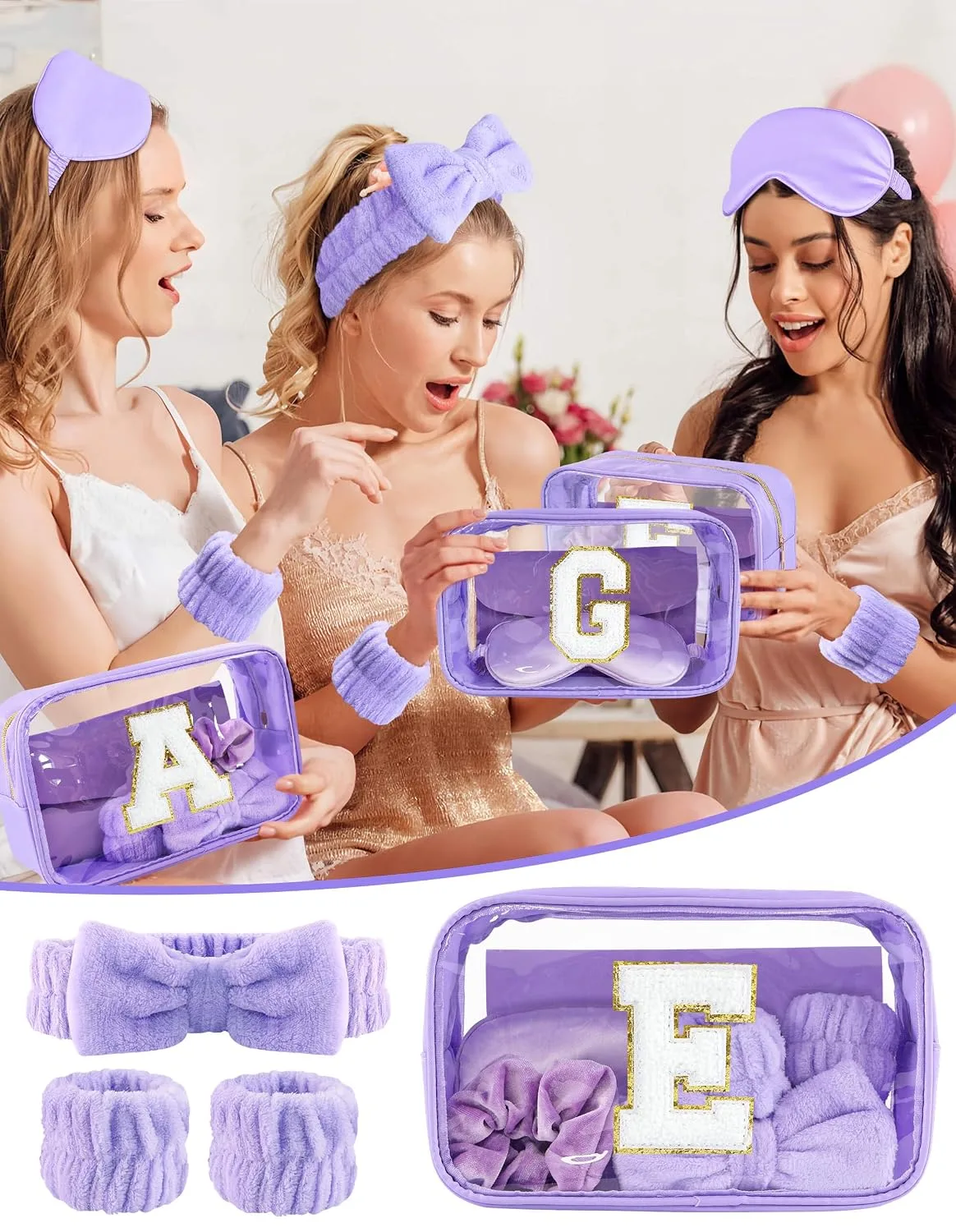 Initial Makeup Bag with Makeup Brush Set Party Favors Gifts for Women Girls