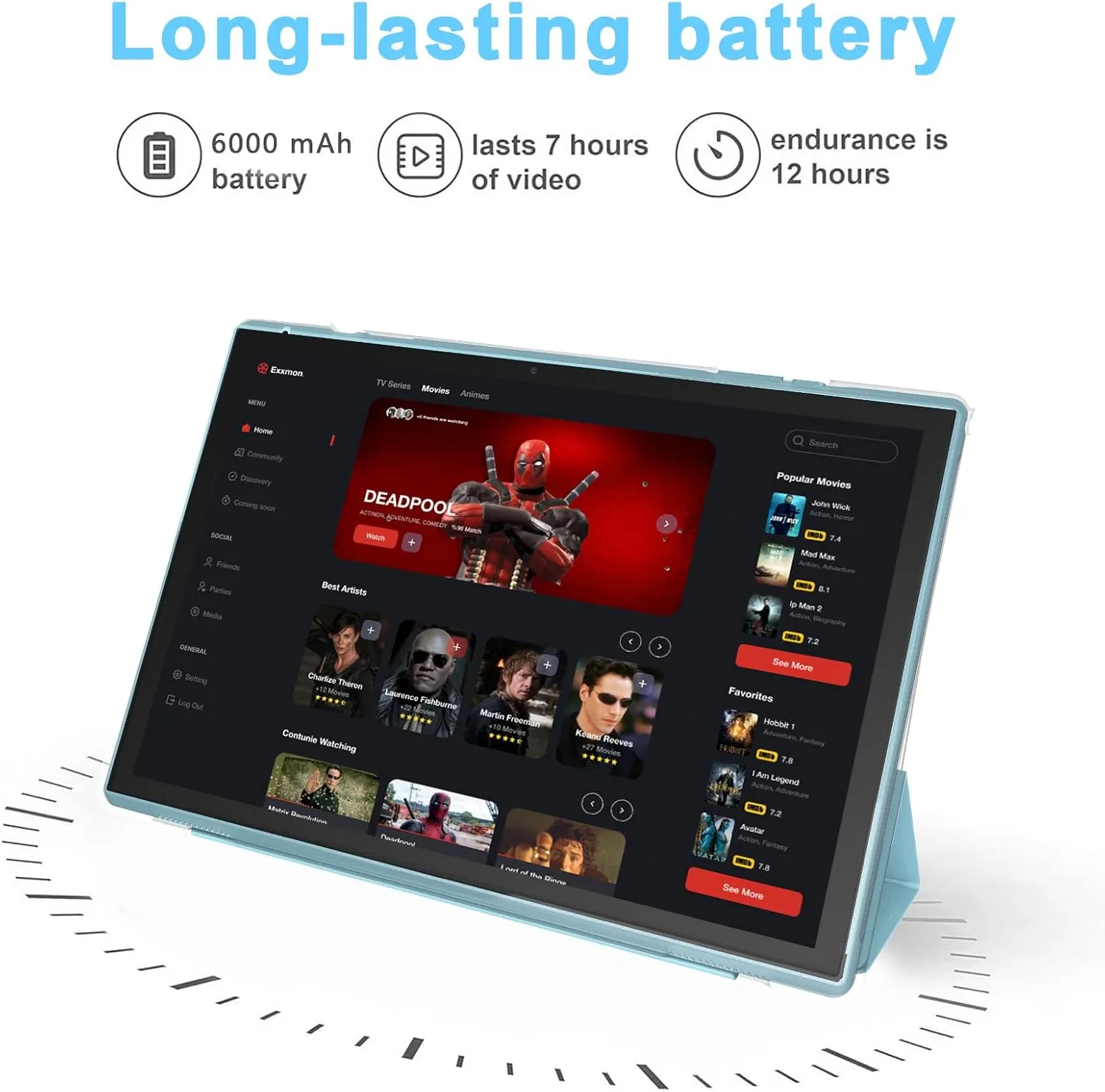 10 Inch Tablet With Tablet protective Case and Stylus, Android 15 Tablets, 8GB RAM 32GB ROM/1TB Expansion, 8H 6000mah Battery Wifi Bluetooth 10.1" IPS HD Touchscreen 2MP+8MP Dual Camera Tablets Blue.