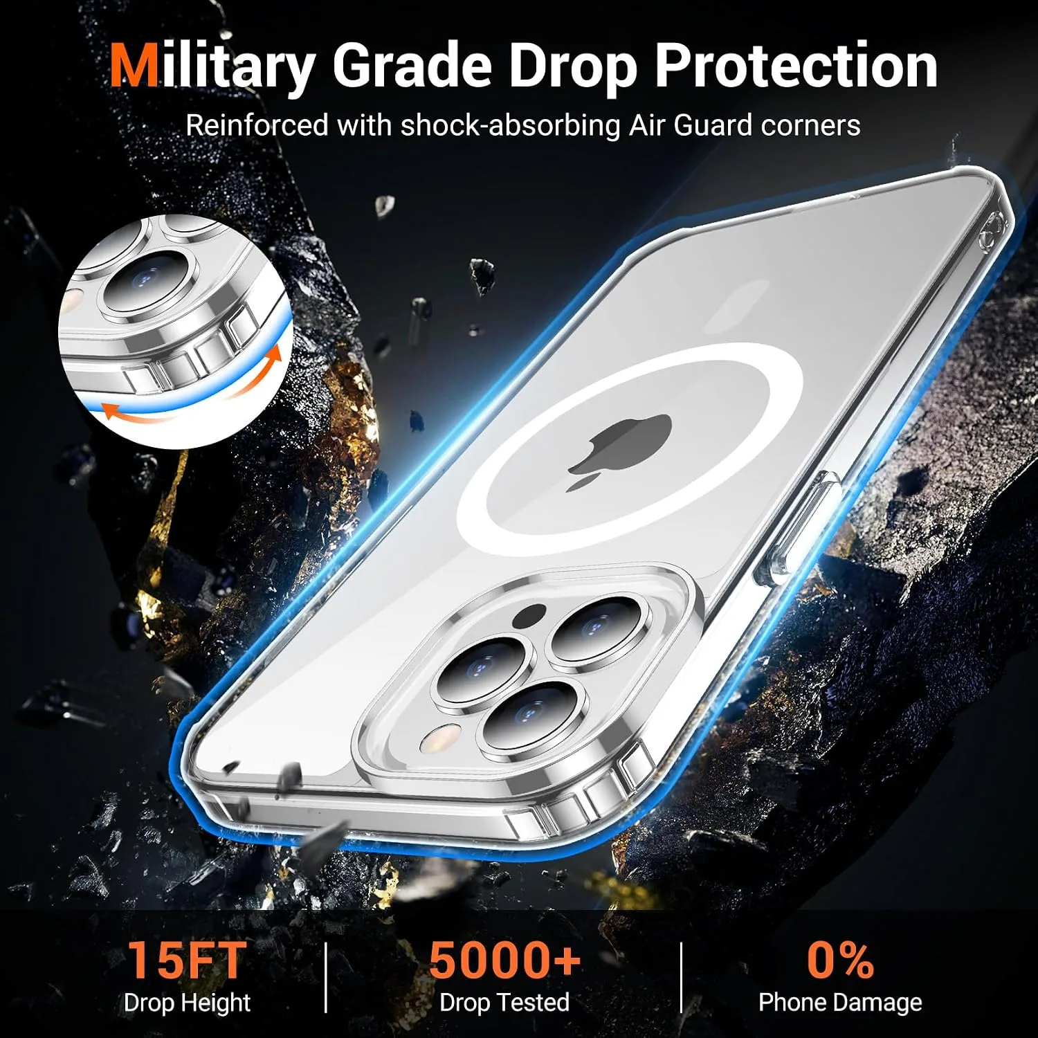 Temdan for iPhone 12 Pro Max Case Clear