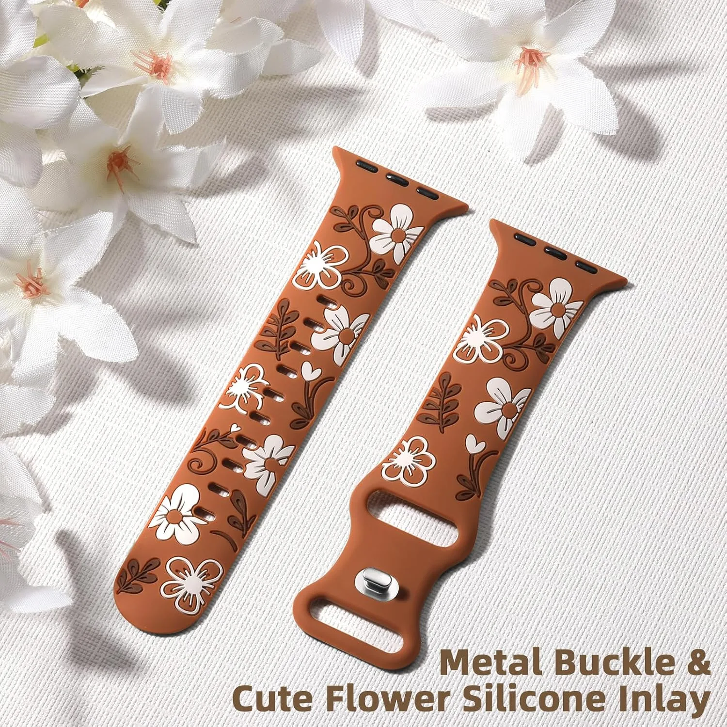 Witzon Floral Silicone Band Compatible with Apple Watch Bands For Women