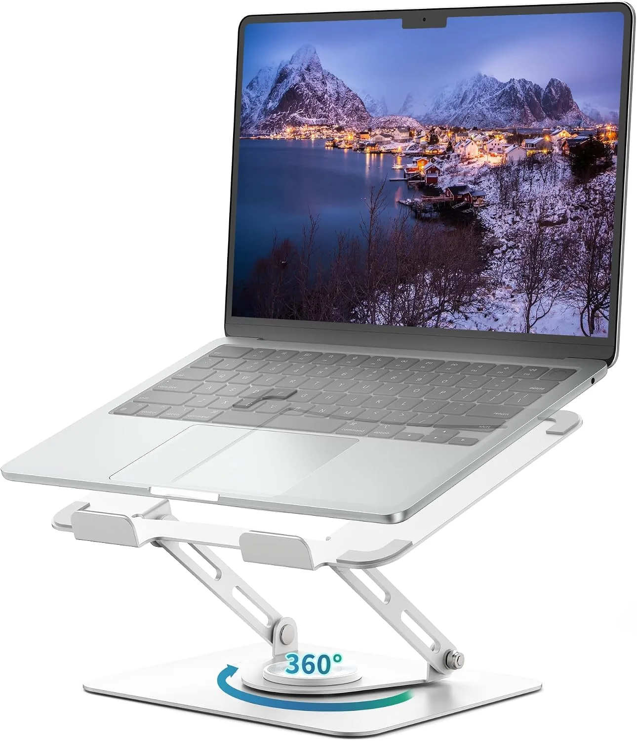 Base para laptop Alashi giratoria 360°, multiángulo, 10-17 pulgadas, blanca