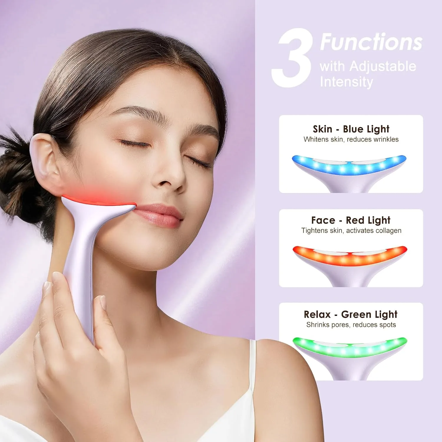 Heated Neck Face Massager with Vibration, Constant Temperature Therapy, USB Rechargeable, 3 Adjustable Speeds, Reduce Fatigue Improve Skincare Absorption