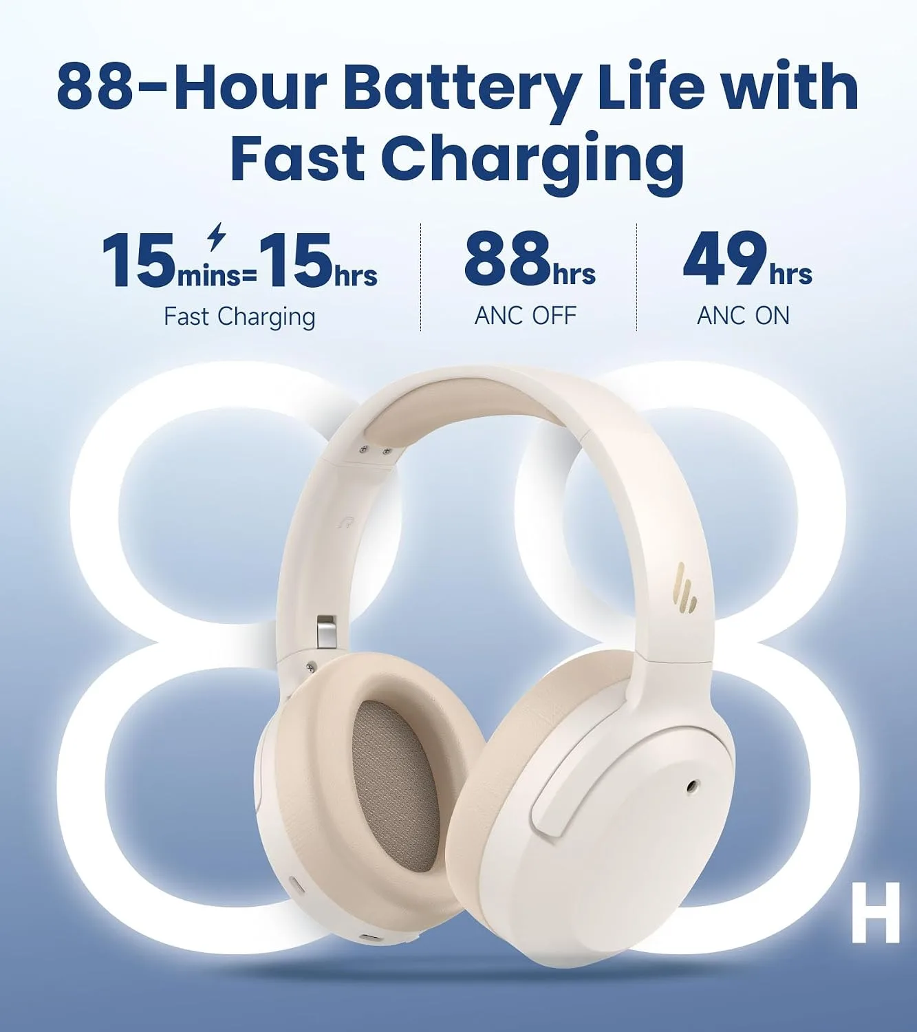 Edifier W820NB Plus Gen 2 Over-Ear Noise Cancelling Headphone, Ivory