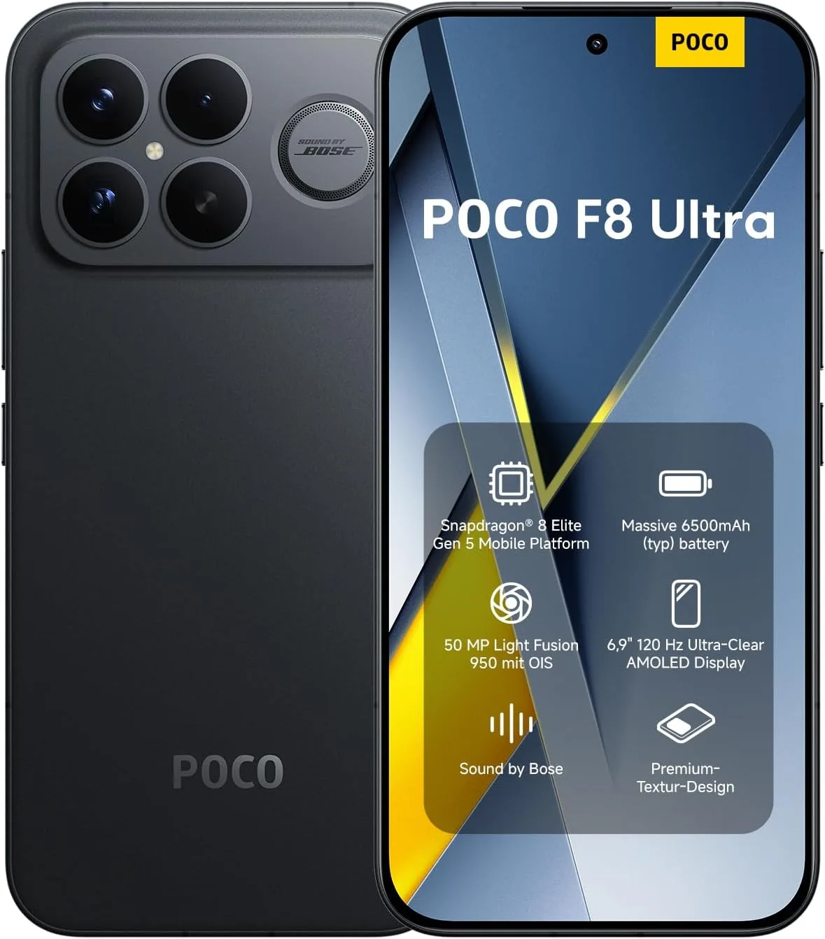 XIAOMI Poco F8 Ultra 5G Ai (Compatible with Tmobile Mint Tello & Global) (256GB + 12GB) Ai 2K 6.9" Bose Sound 50MP Gamers Phone NFC Dual sim Unlocked Model 25102PCBEG (Denim Blue)
