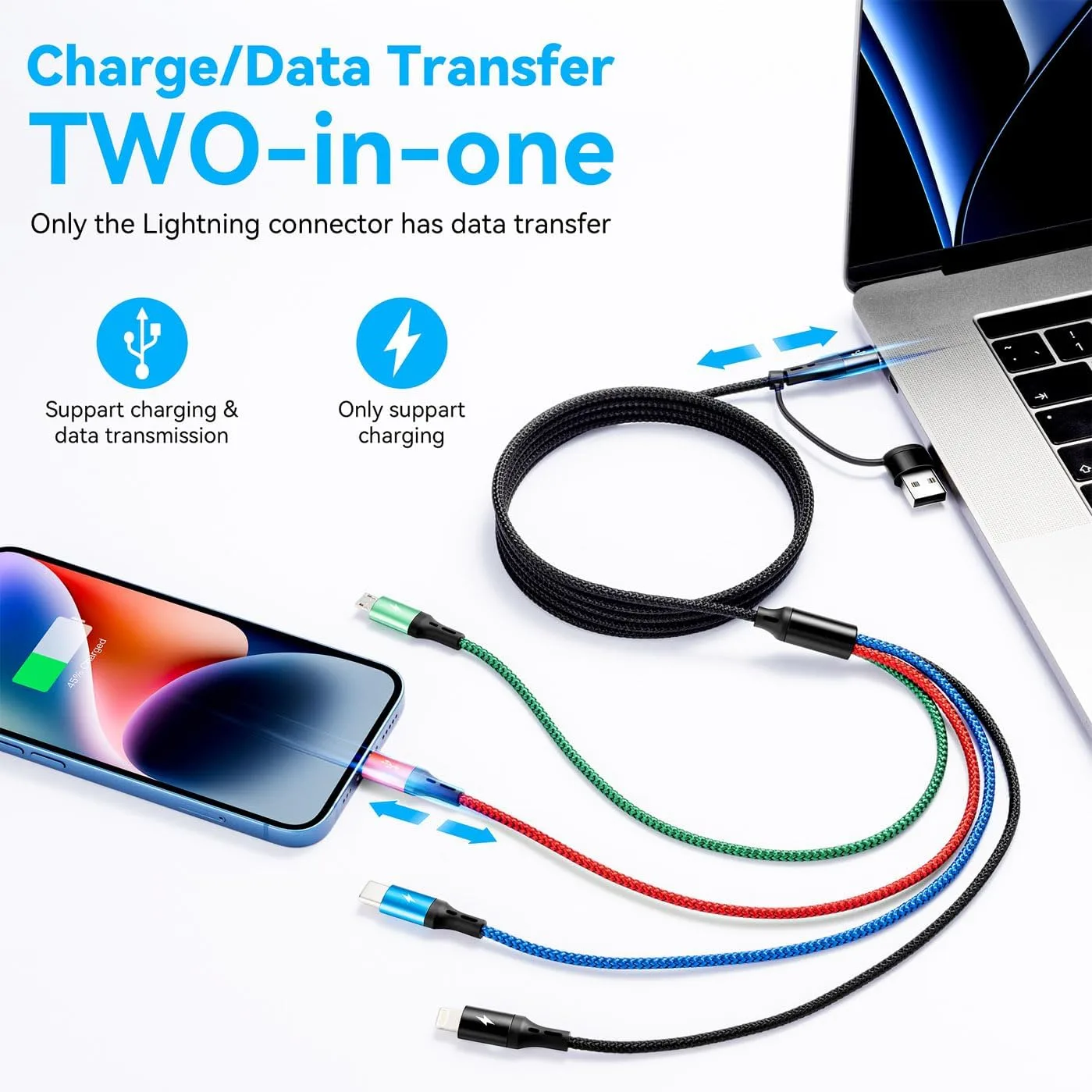 Multi Charging Cable 4 in 1 USB C Multiple Fast Charger Cable 4ft