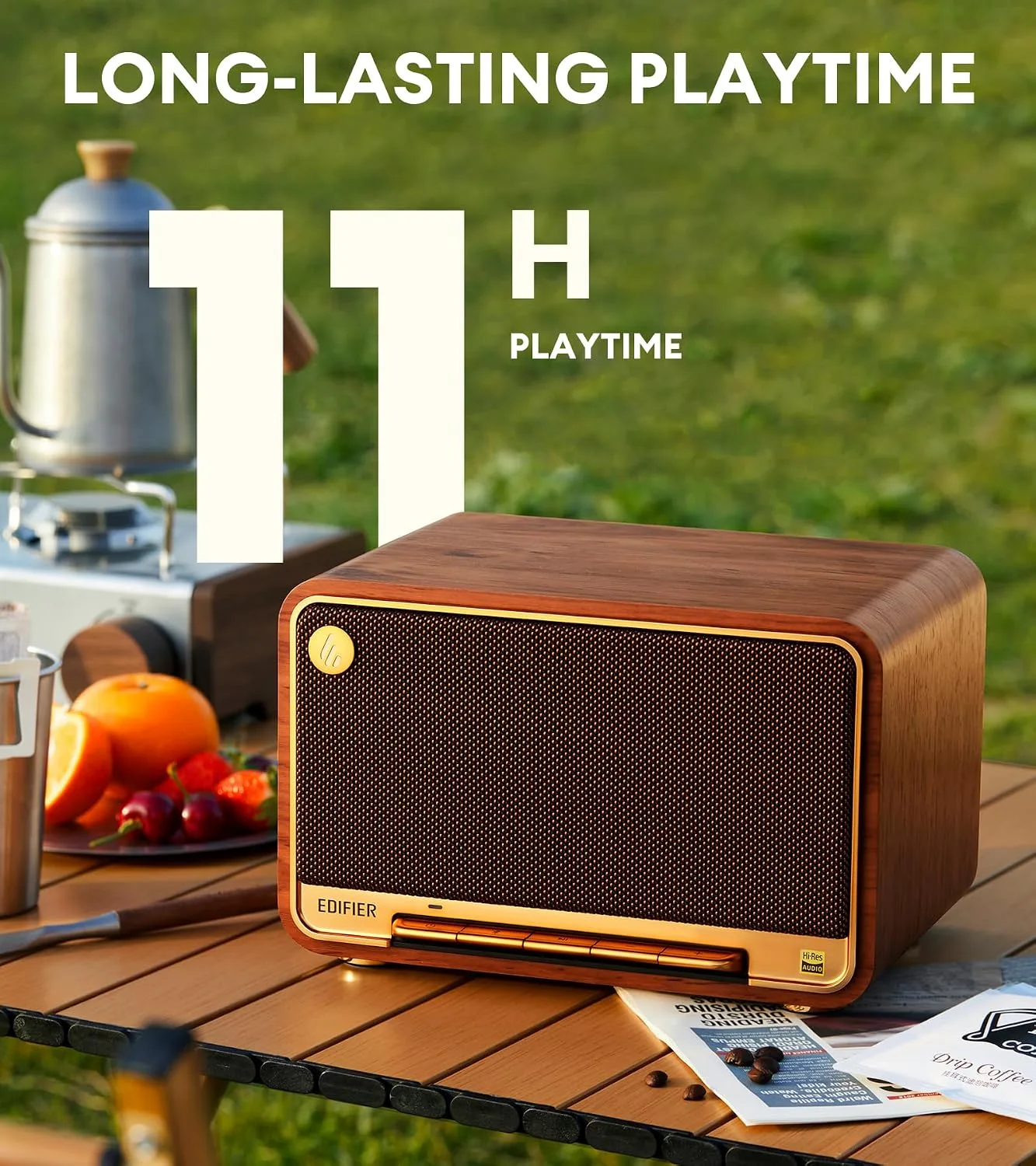 Edifier D32 Retro Wooden Tabletop Wireless Speaker AirPlay2, Brown