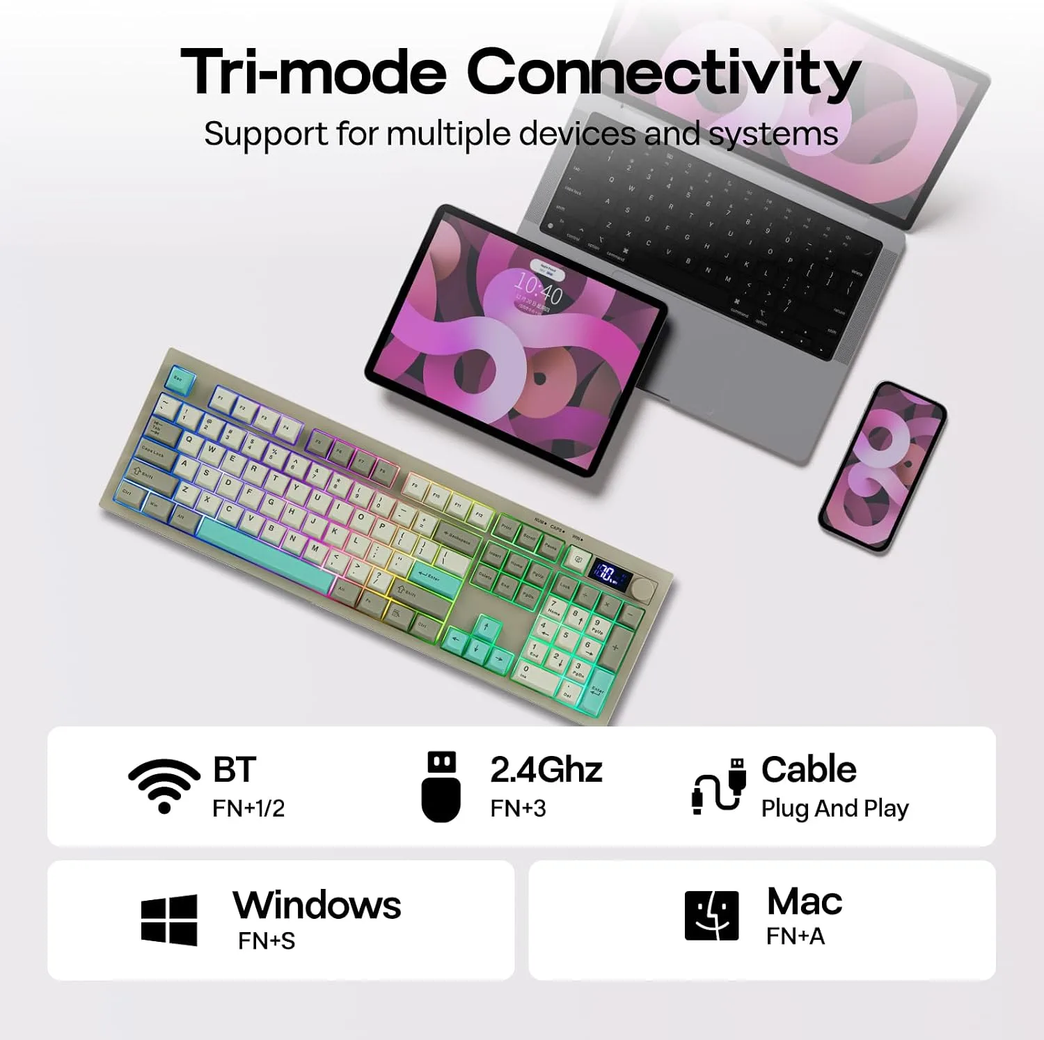 EPOMAKER Aula S102 PRO Membrane Gaming Keyboard w/TFT Screen & Volume Knob