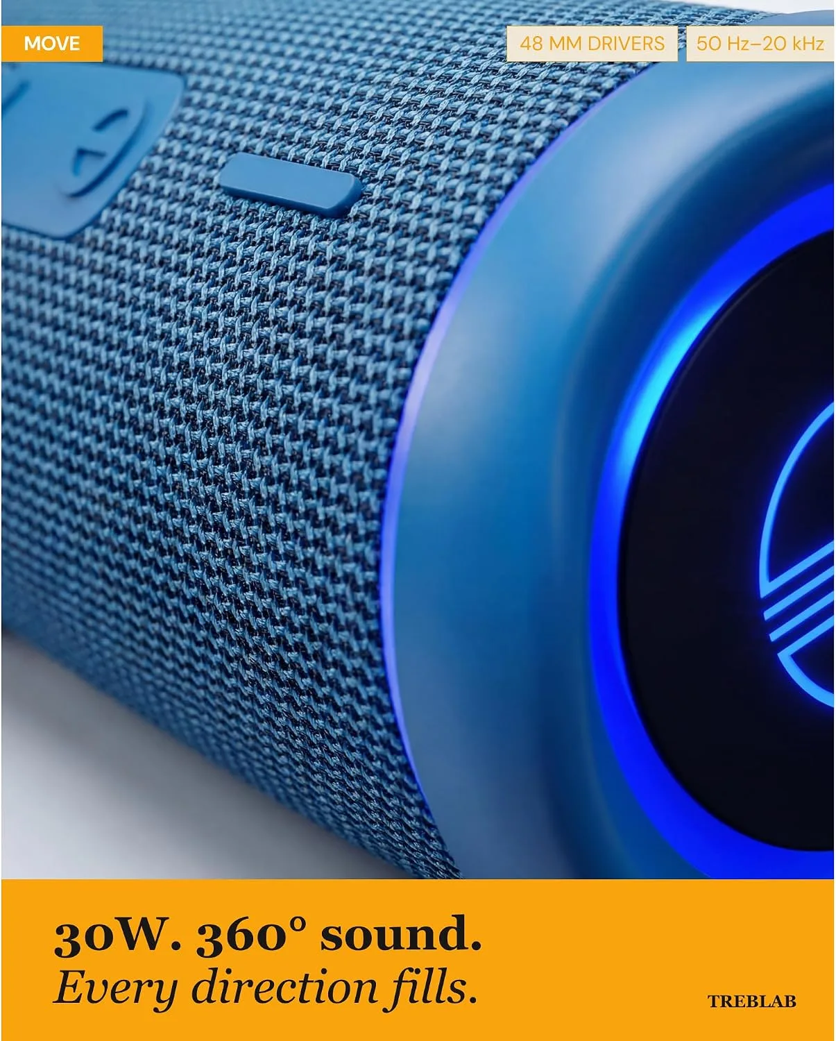 TREBLAB HD77 Waterproof Bluetooth Speaker, 30W Deep Bass, RGB Light, 20H