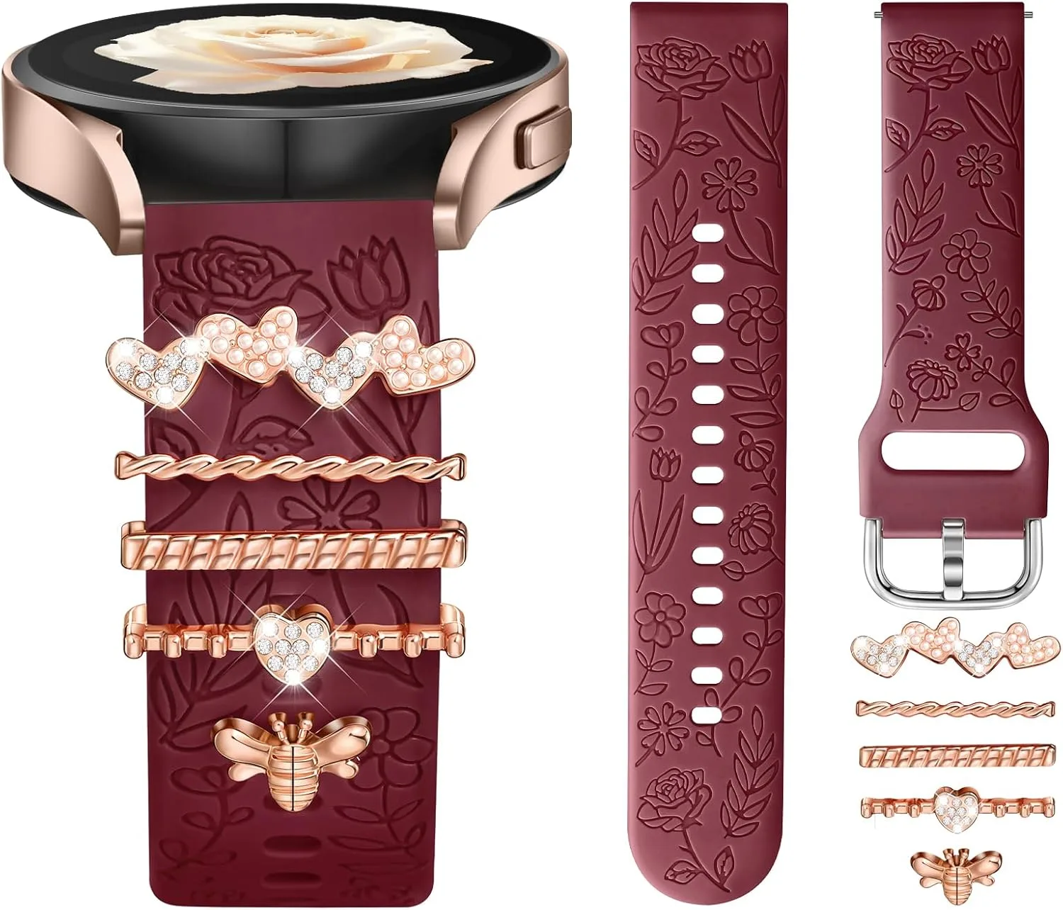 DaQin Flower Engraved Band Compatible with Samsung Galaxy Watch 7 Bands