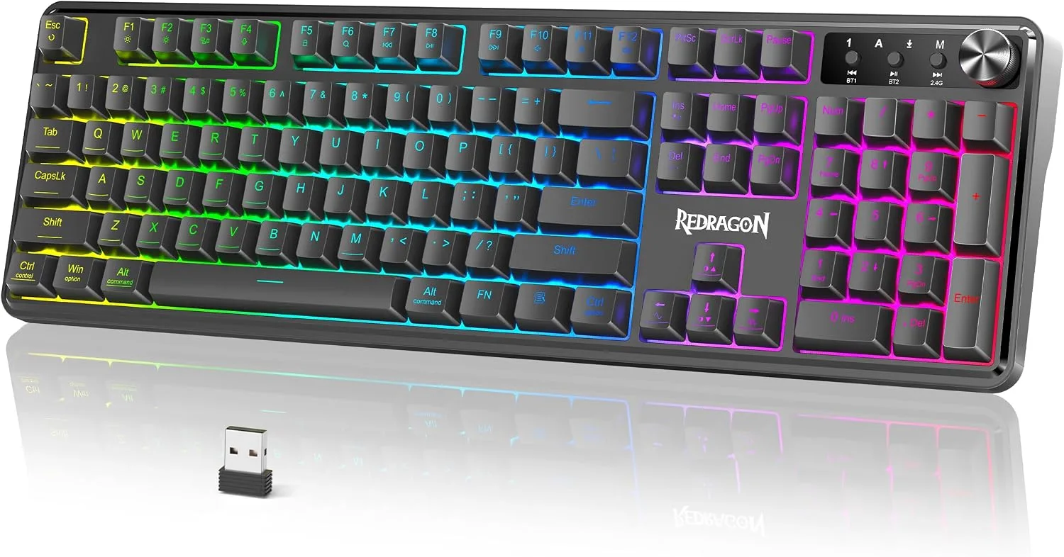 Teclado Gamer Redragon RM104 Wireless con Perilla y RGB