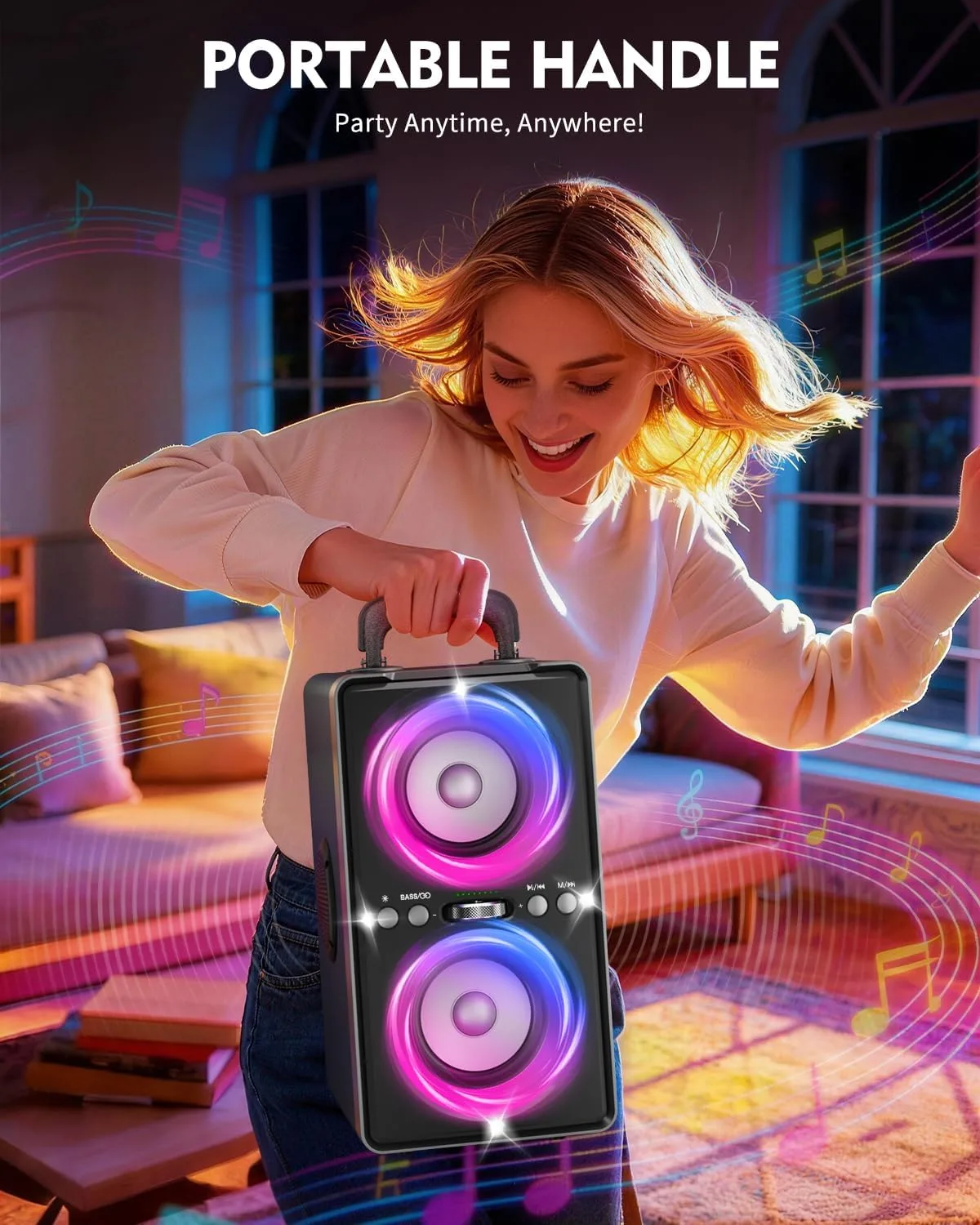 YIER Bluetooth Speaker, 240W Peak Loud Party Speakers with Deep Bass, Blue