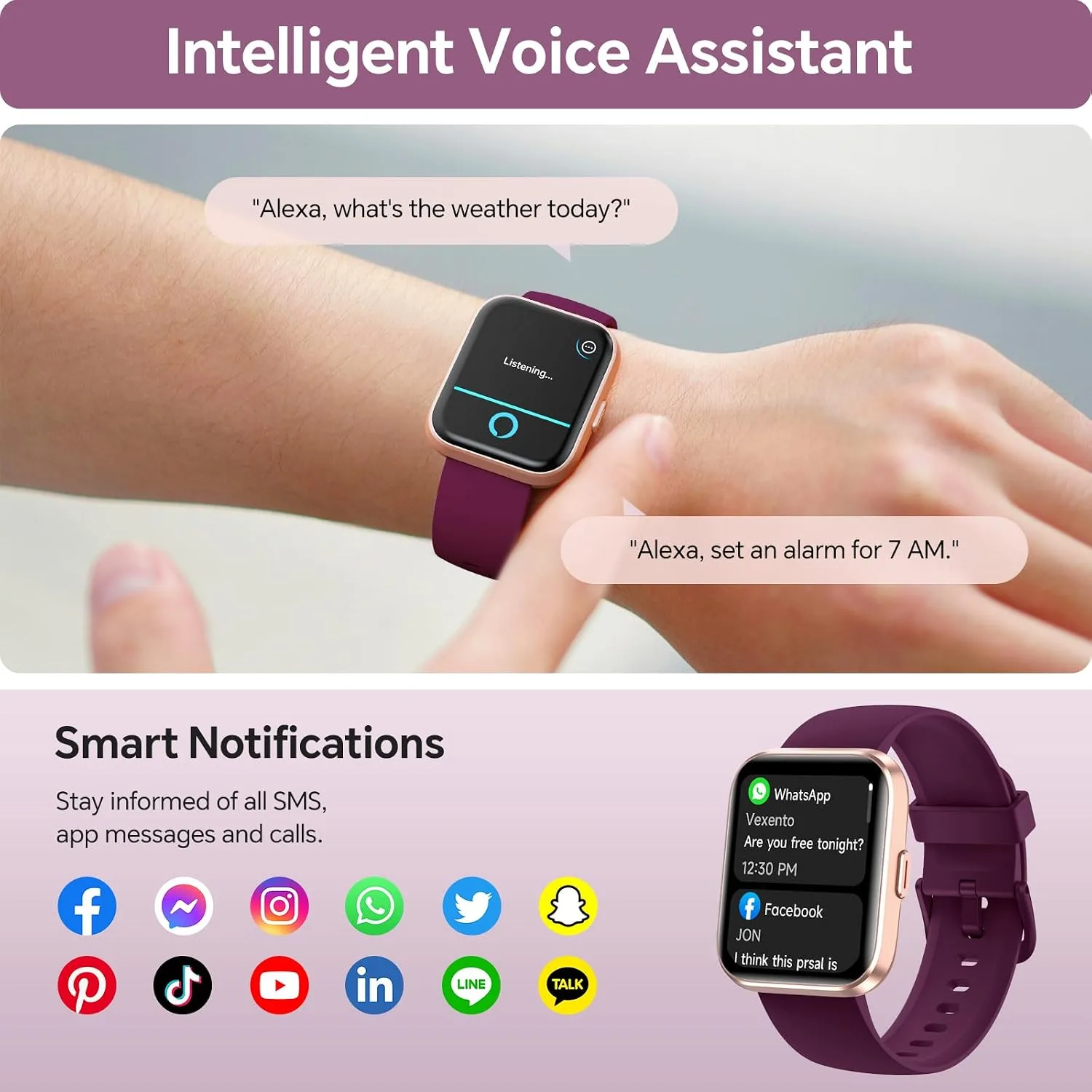 Smart Watches for Women, 1.85" HD Smart Watch Compatible iPhone/Samsung/Android (Answer/Make Call), Fitness Watch with Heart Rate/Sleep/SpO2 Monitor, SmartWatch 3ATM Waterproof 120+ Sport Modes Alexa