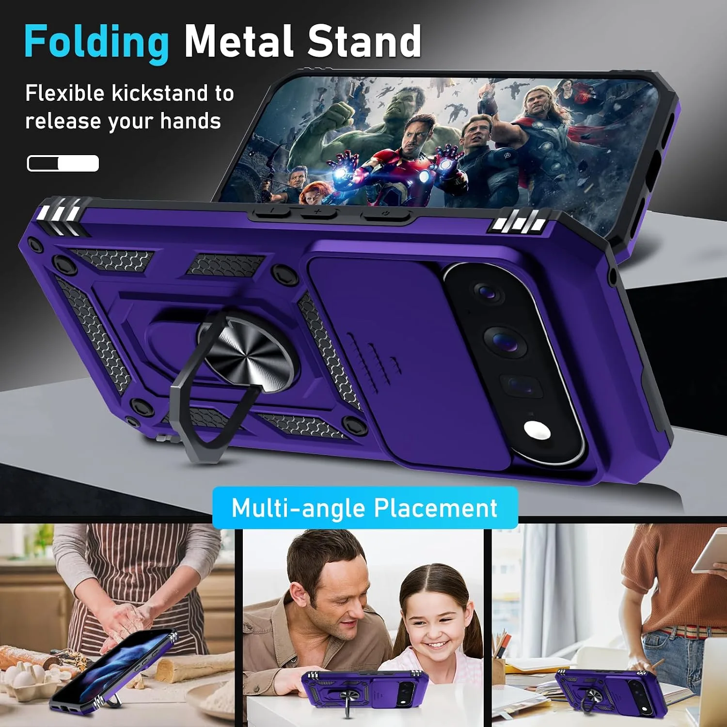 for Google Pixel 11/11 Pro Case Built in Slide Camera Cover,Purple
