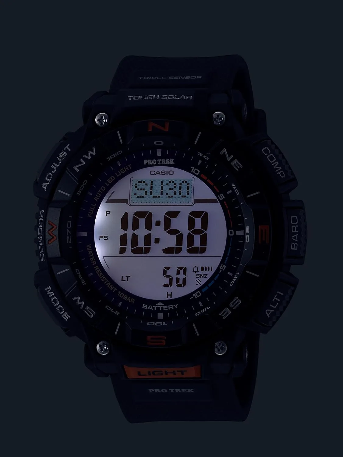 Casio PRG340 Series | Pro Trek | 100 Meter Water Resistance | Compass | Alt/Baro-Thermo | Tough Solar Power | 1-100 SEC Stopwatch | Countdown Timer | World Time