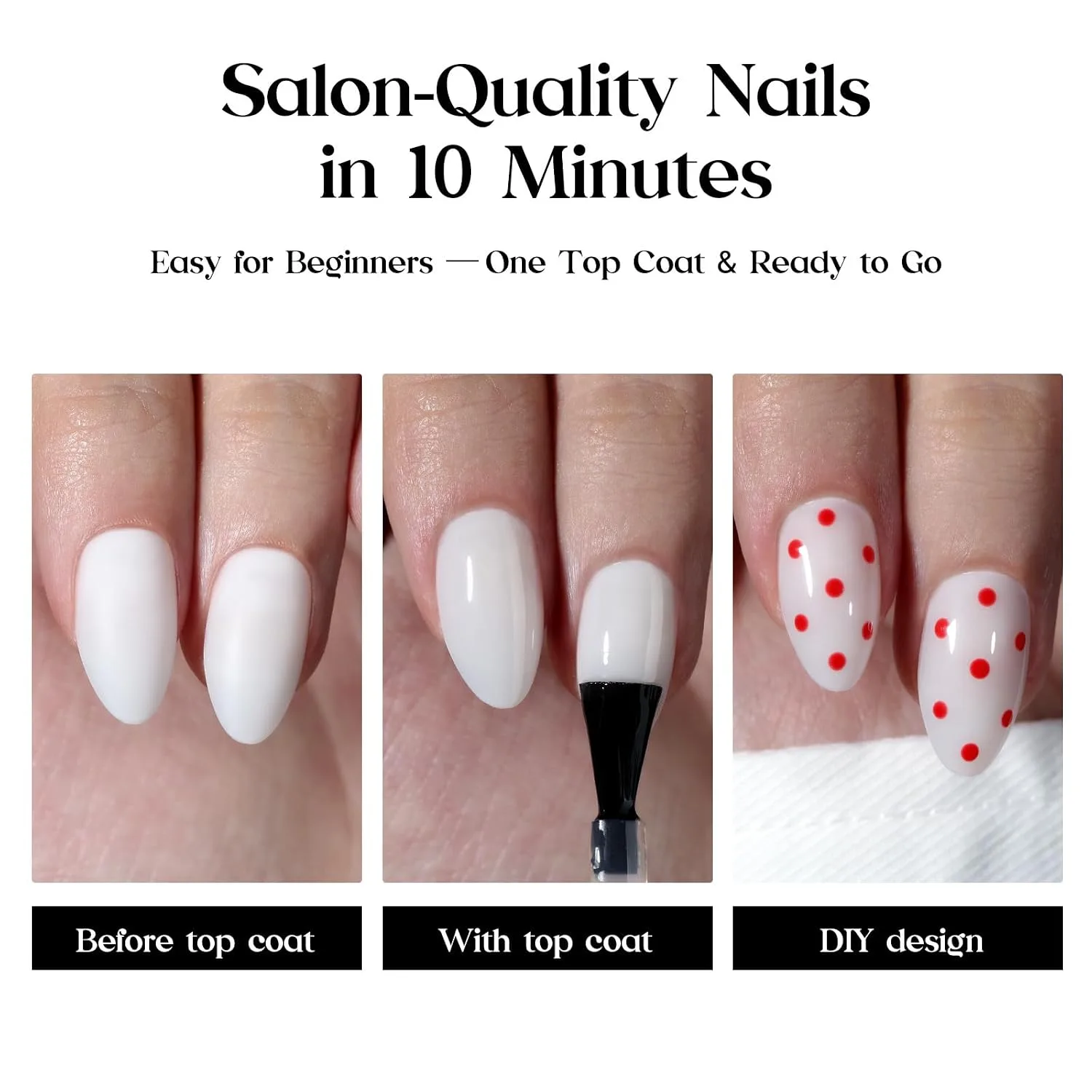 Beetles Milky White Press On Nails, 160Pcs Short Squoval Fake Nails