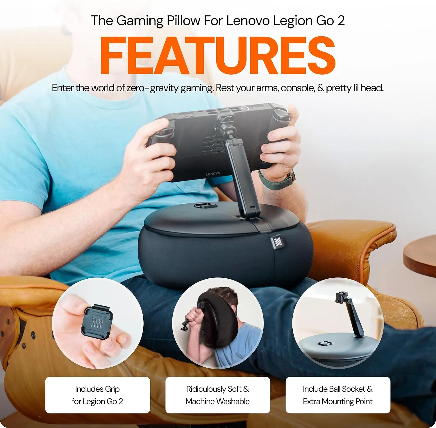 Mechanism Gaming Pillow for Lenovo Legion Go 2 | Experience Zero Gravity Gaming with Our Gamer Cushion | Ridiculously Soft & Machine Washable Pillow for Video Games (Legion Go 2 Grip)