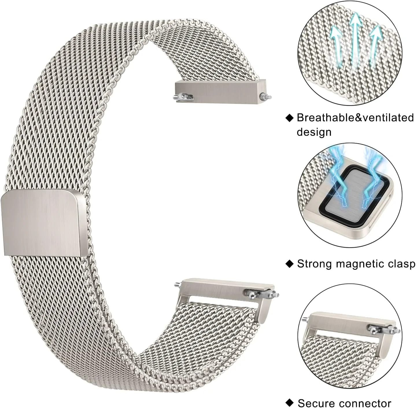 Watch Bands 20mm 22mm Quick Release Watch Strap, Stainless Steel Mesh Replacement Strap for Women Men