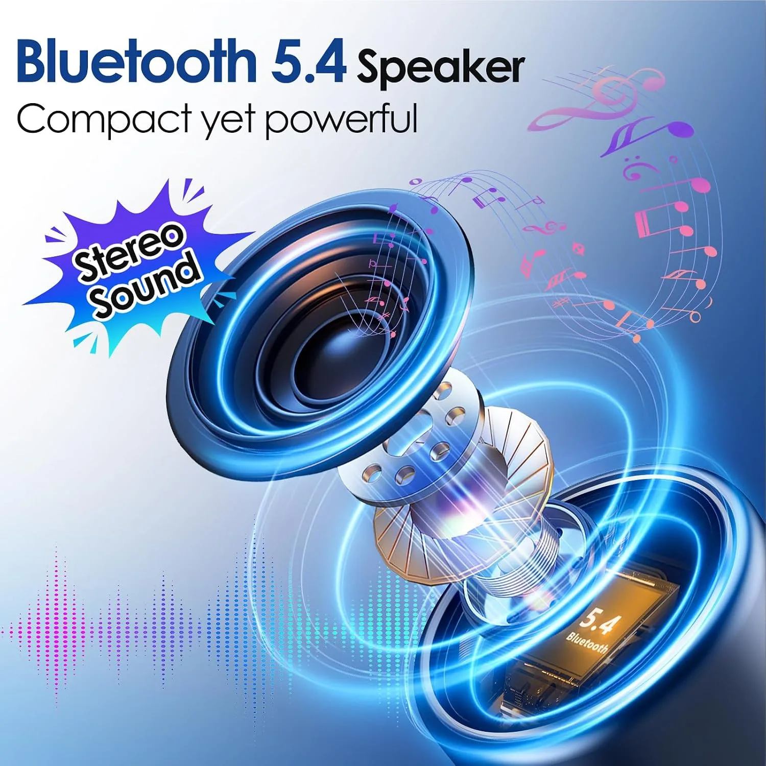Small Bluetooth Speaker with Lights, Mini Speakers with BT5.4, Stereo Sound