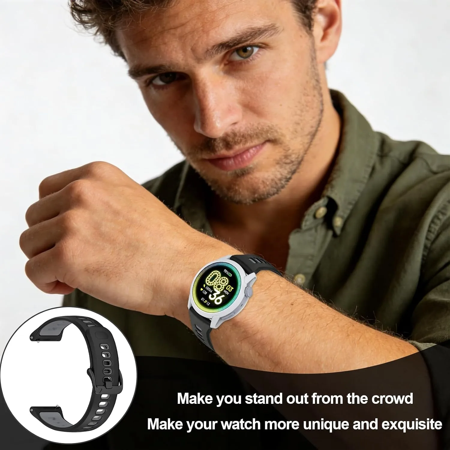 Silicone Bands Compatible with COROS PACE 3/4/Pro, COROS APEX PRO/2 Pro/APEX 46 MM/APEX 4 42 MM, Replacement Breathable Smartwatch Straps for Women and Men