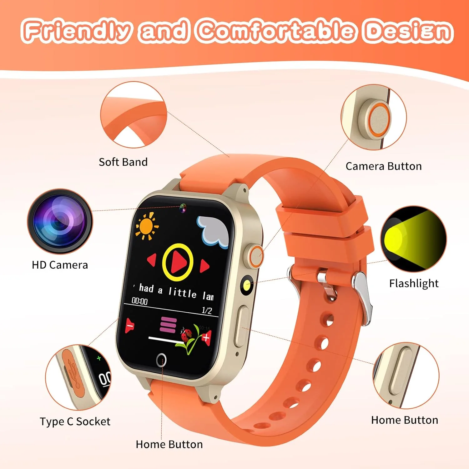 Cosjoype Kids Smart Watch Gift for Girls Age 3-12, 26 Games HD Touch Screen Kids Watches with Video Camera Music Player Learn Cards 12/24 hr Educational Toys Birthday Gifts for Girls Ages 4 5 6 7 8