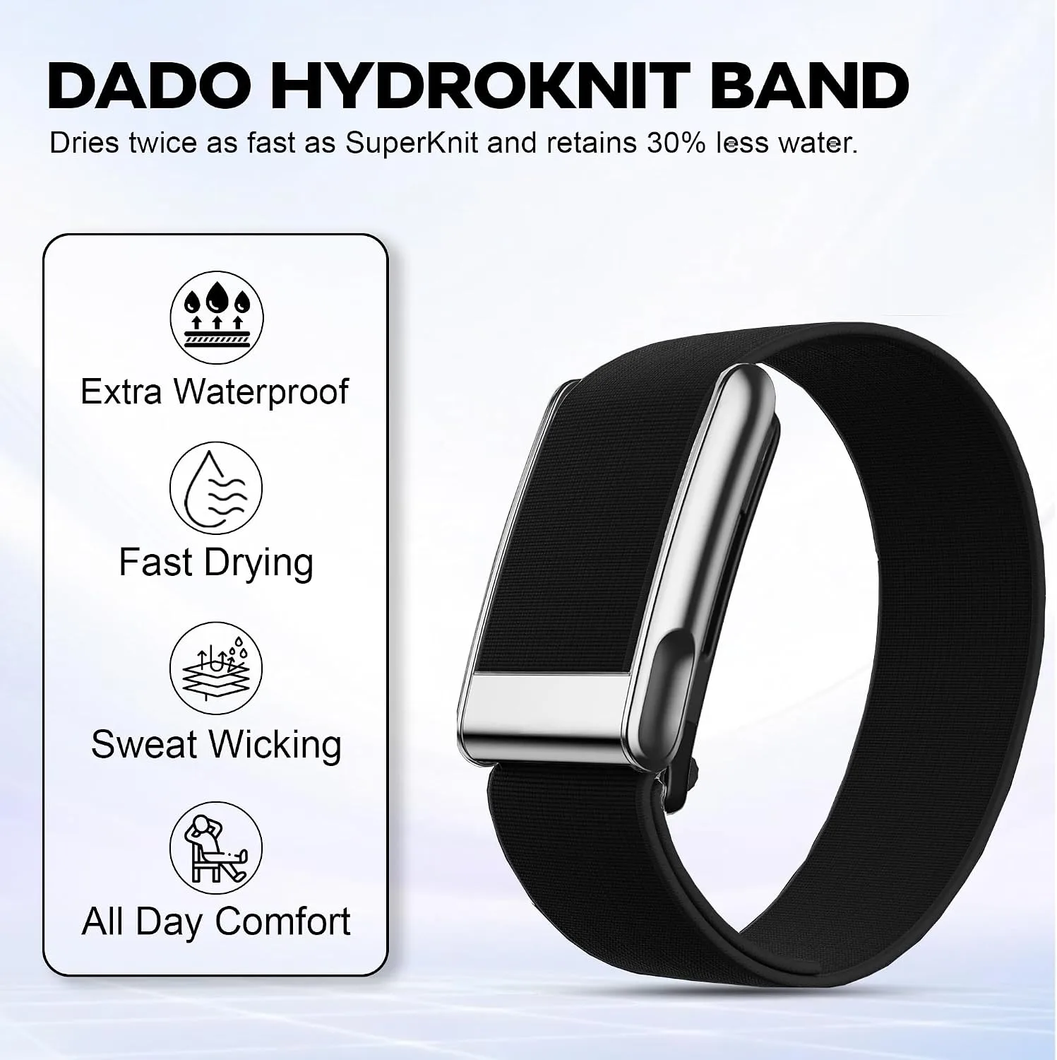 DADO HydroKnit Waterproof Nylon Sport Band Compatible with WHOOP 5.0, One, Peak, and Life | Elastic, Fast-Drying, Water-Resistant, and Comfortable Strap for Active Lifestyles