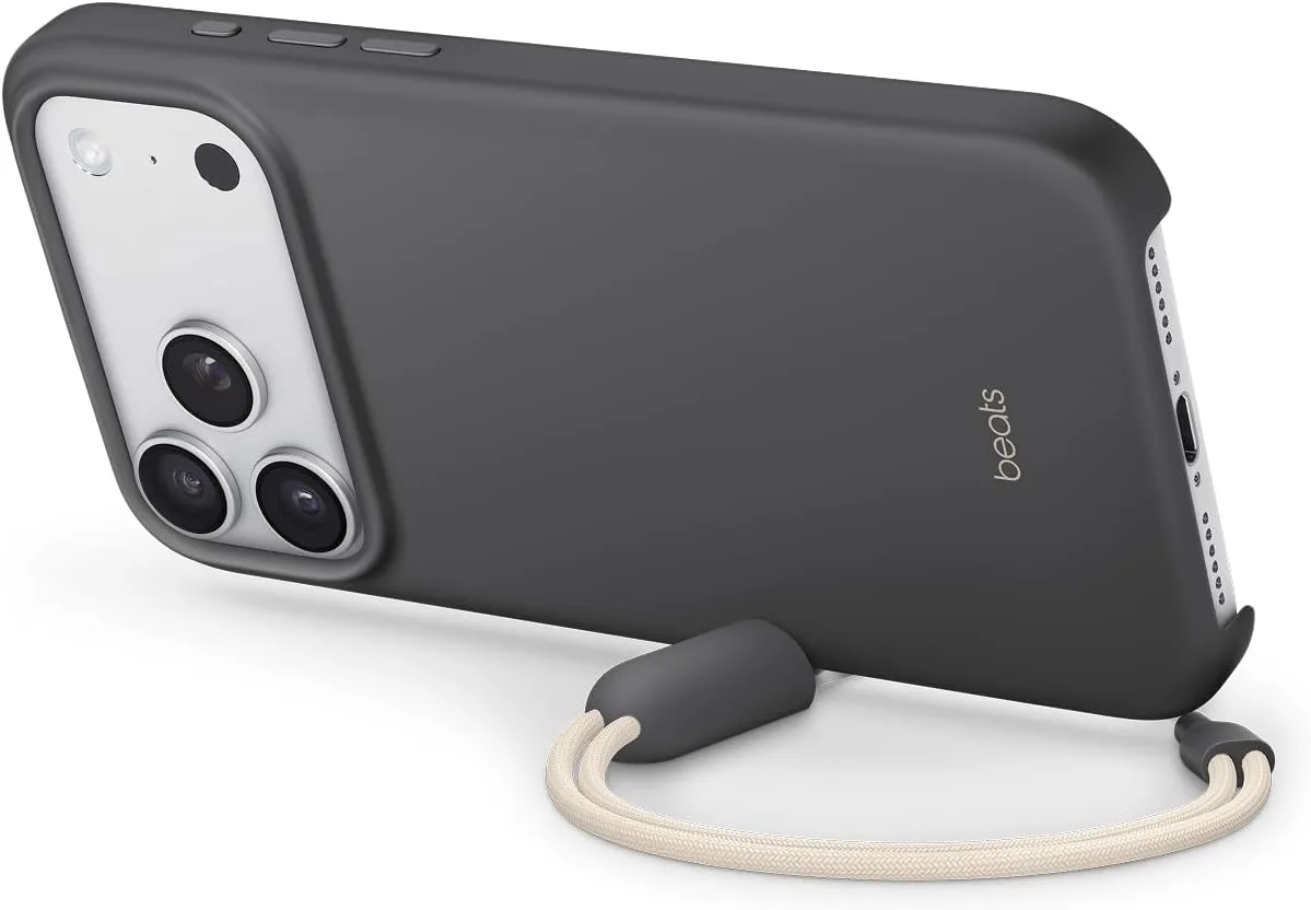 Beats iPhone 17 Pro Max Kickstand Case with MagSafe & Camera Control, Built in Stand & Lanyard, Matte Finish with Microfiber Lining – Granite Gray
