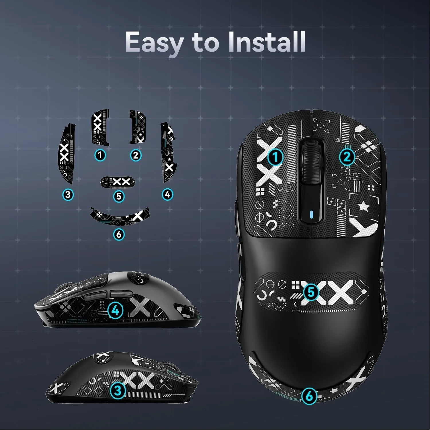 ATTACK SHARK Mouse Anti Slip Grip Tape for X3 Wireless Gaming Mouse - Black