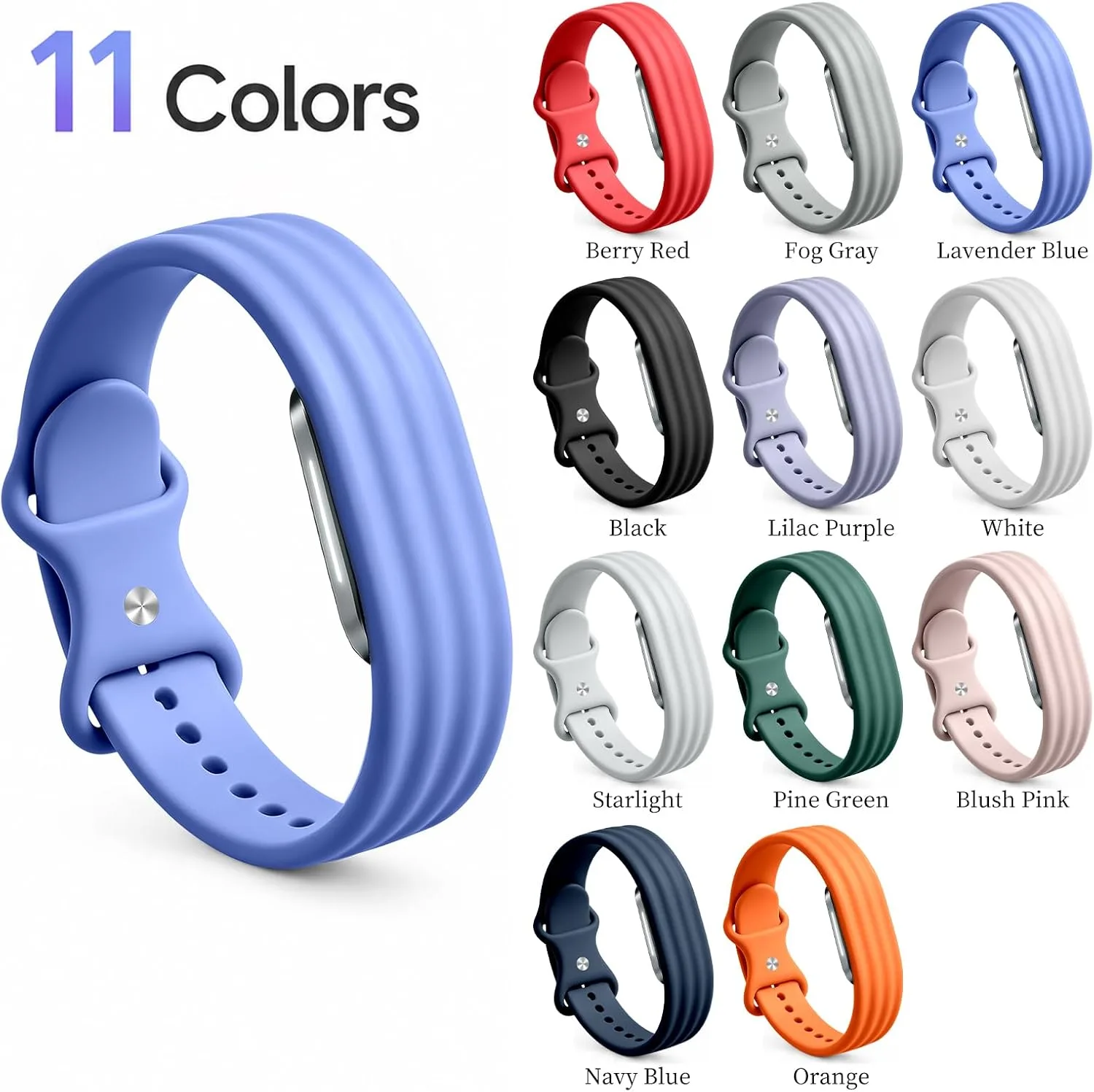 3 Pack Silicone Sport Band Compatible with Hume Band 2.0 Fitness Tracker,Soft Silicone Replacement Adjustable Sweatproof Wristband for Hume 2.0 Band, Running, Workout & Daily Wear for Women Men