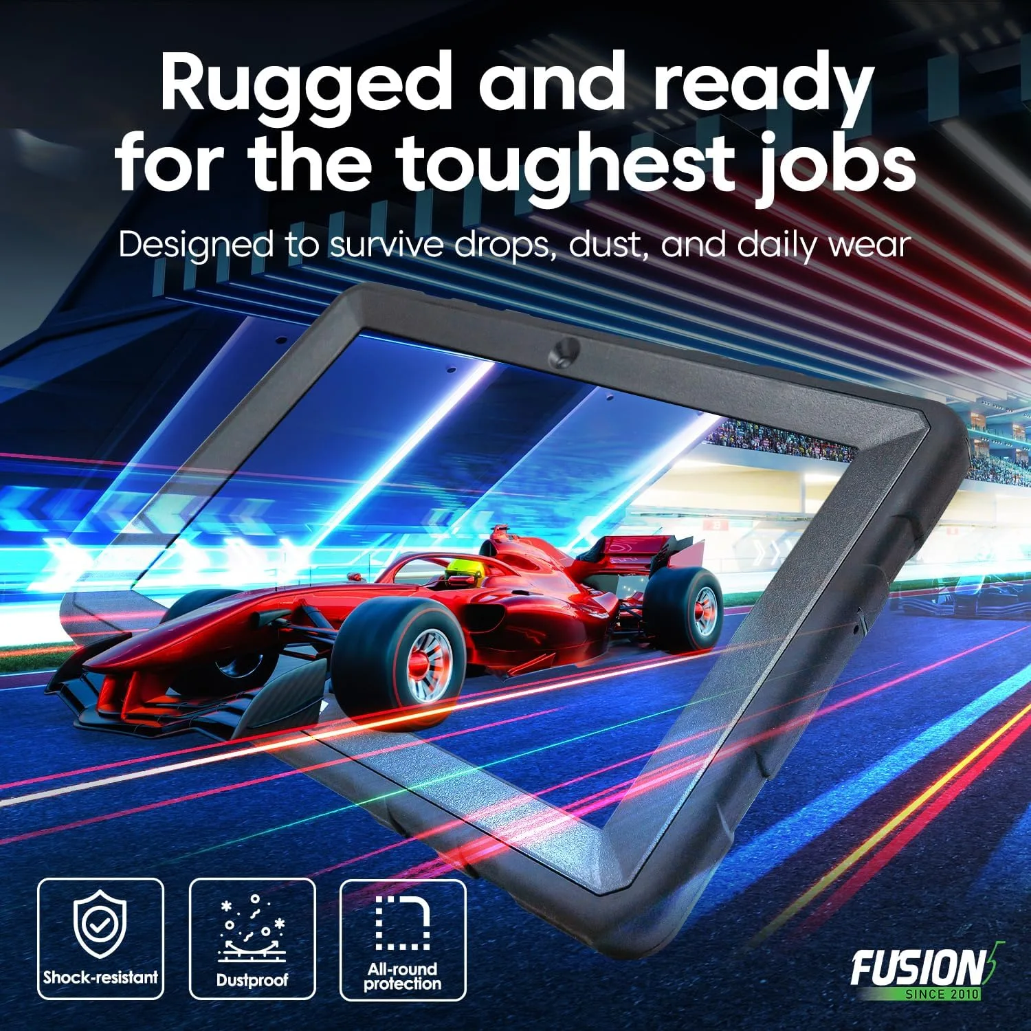 Fusion5 Built in USA 10.1” Windows 11 Professional Rugged Tablet PC - 12GB RAM, 256GB SSD, Intel 13th Gen, Full HD Windows Tablet Computer, HDMI, USB C - 2 Year Full Warranty with Accidental Damage
