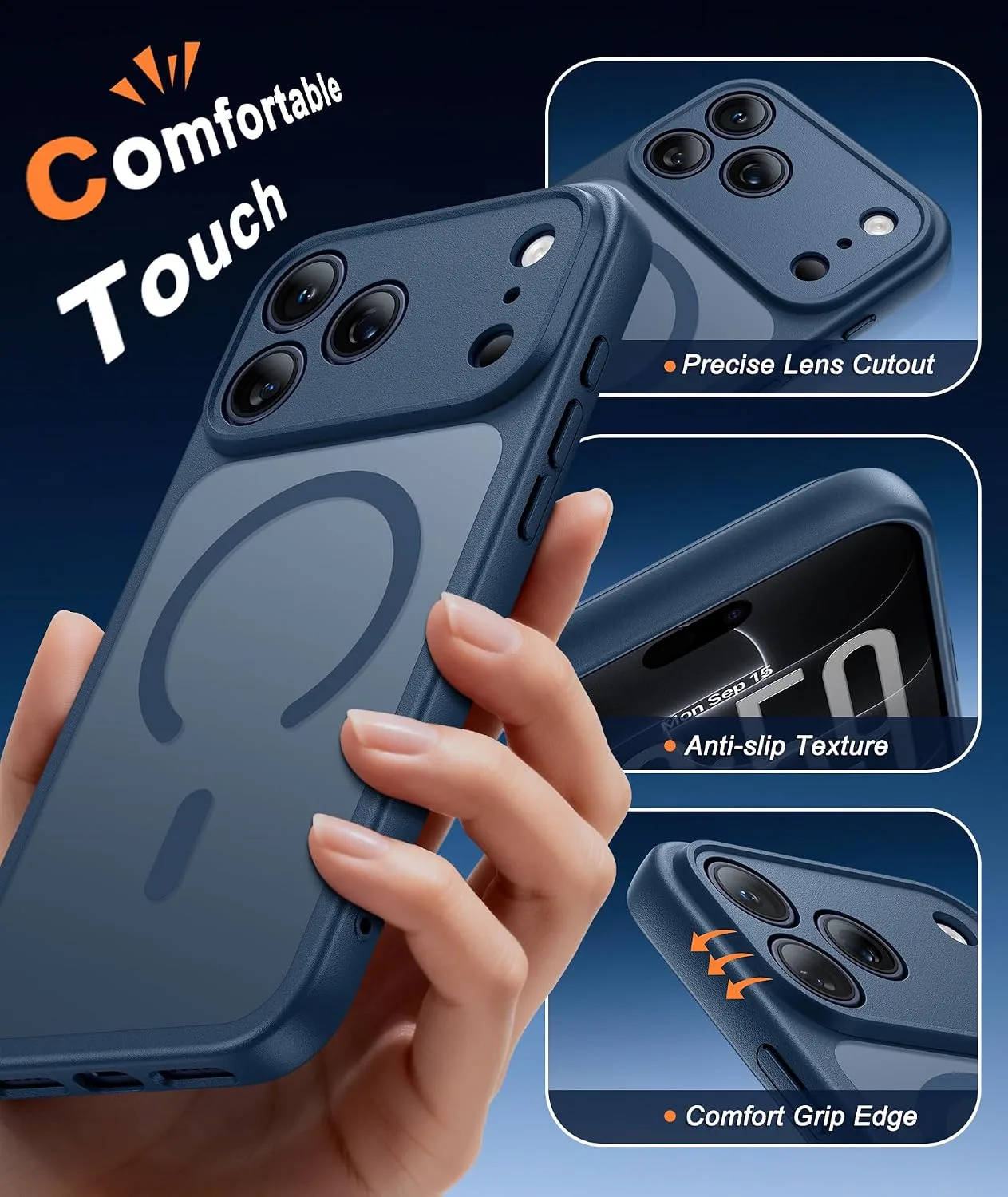 FNTCASE for iPhone 18 Pro Case / 17 Pro Case Fit for MagSafe Blue