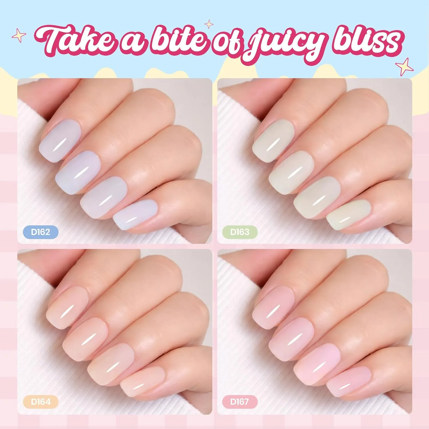 Beetles Builder Gel Nail Kit, 6 Colors 8 in 1 Jelly Pink Nude Builder Gels