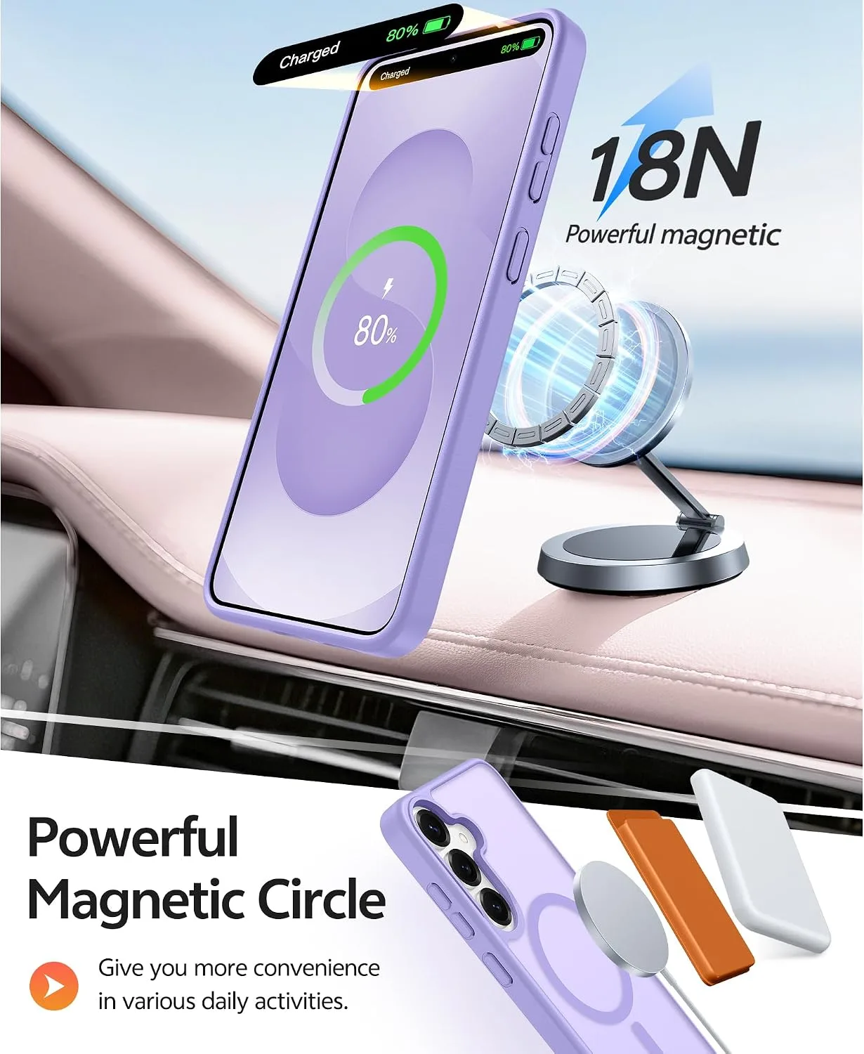 FNTCASE for Samsung Galaxy S25/S24 Plus Case, Fit for Magsafe, Light Purple