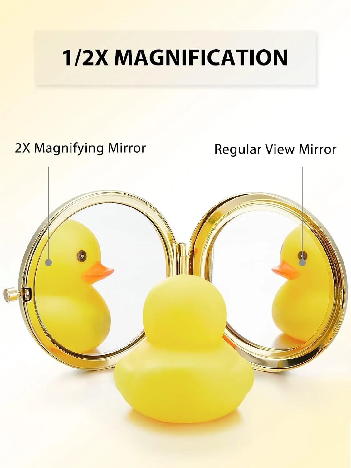Compact Mirror, 1x/2x Magnification Pocket Mirror, Gold