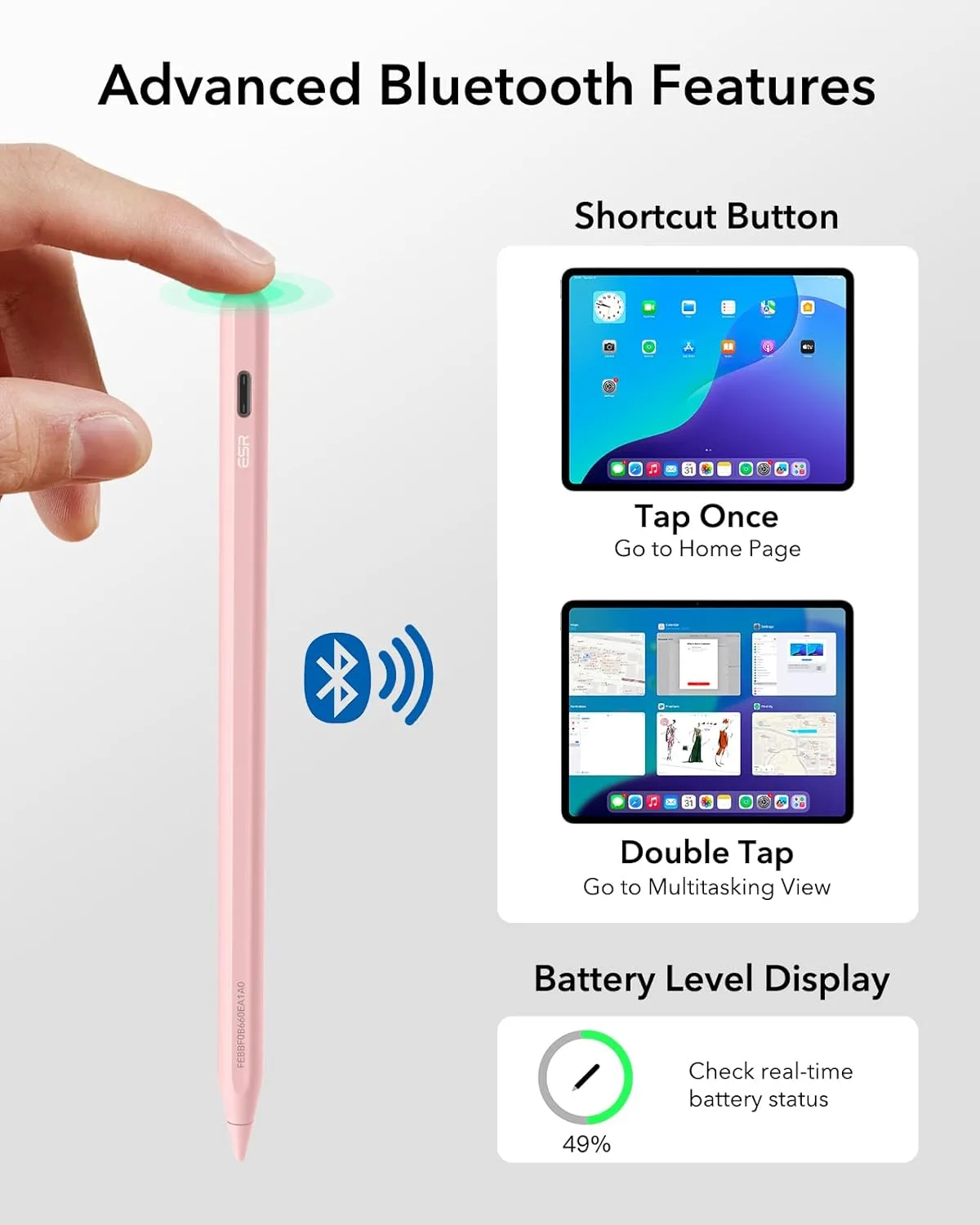 ESR Geo Digital iPad Pencil for iPad 2018-2026, Find My, Easy Shortcuts