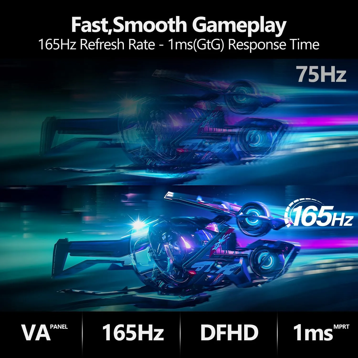 Gawfolk 49 Inch Ultra-Wide Curved Gaming Monitor 165Hz PC Screen 3840x1080