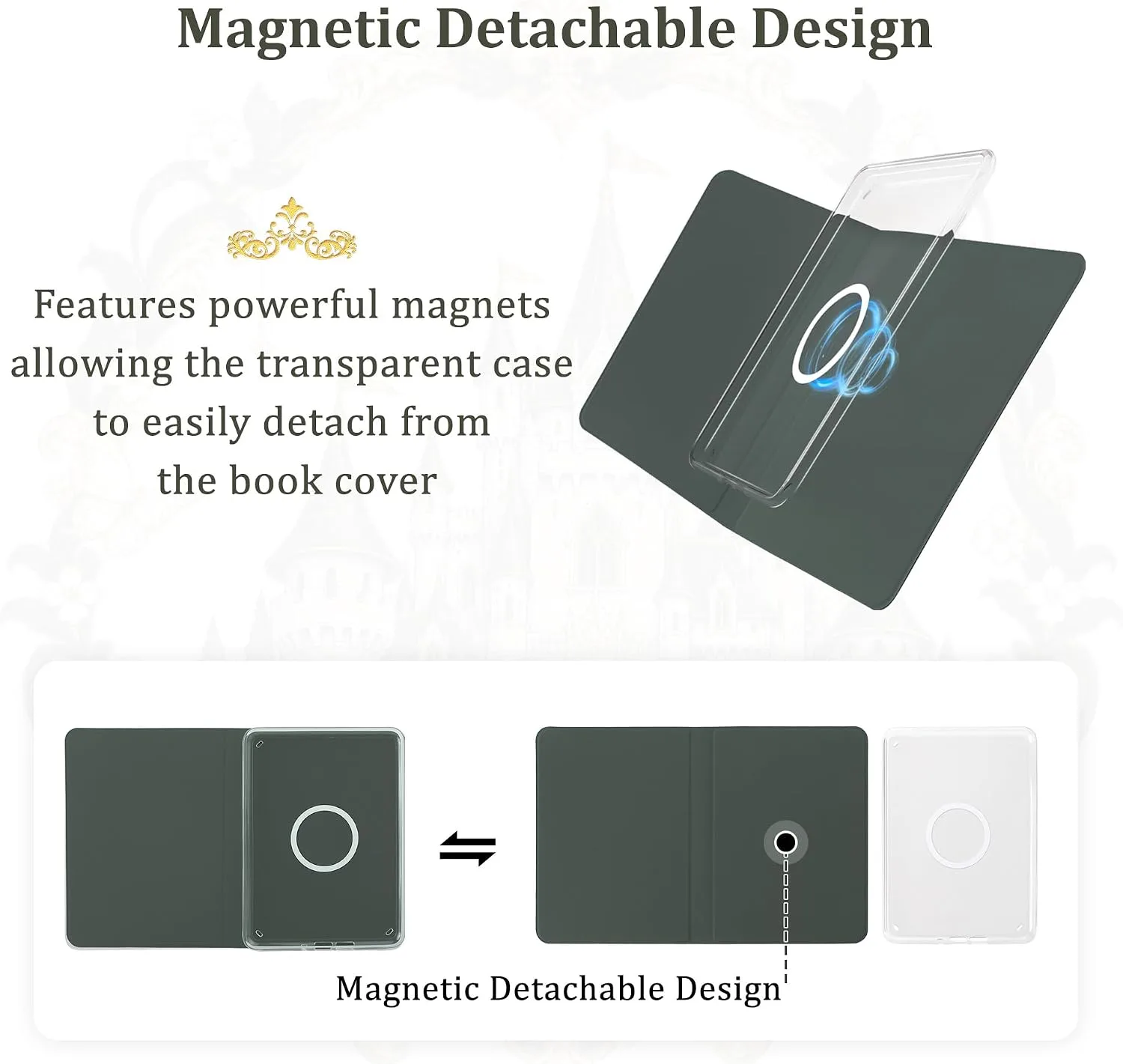 Magnetic Book Cover Case for 7'' Kindle Paperwhite & Colorsoft