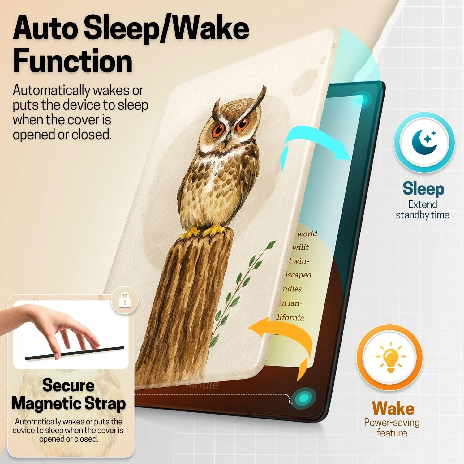 TNP Kindle Paperwhite 12th Gen Case, Colorsoft 7-Inch Cover Owl in the Tree