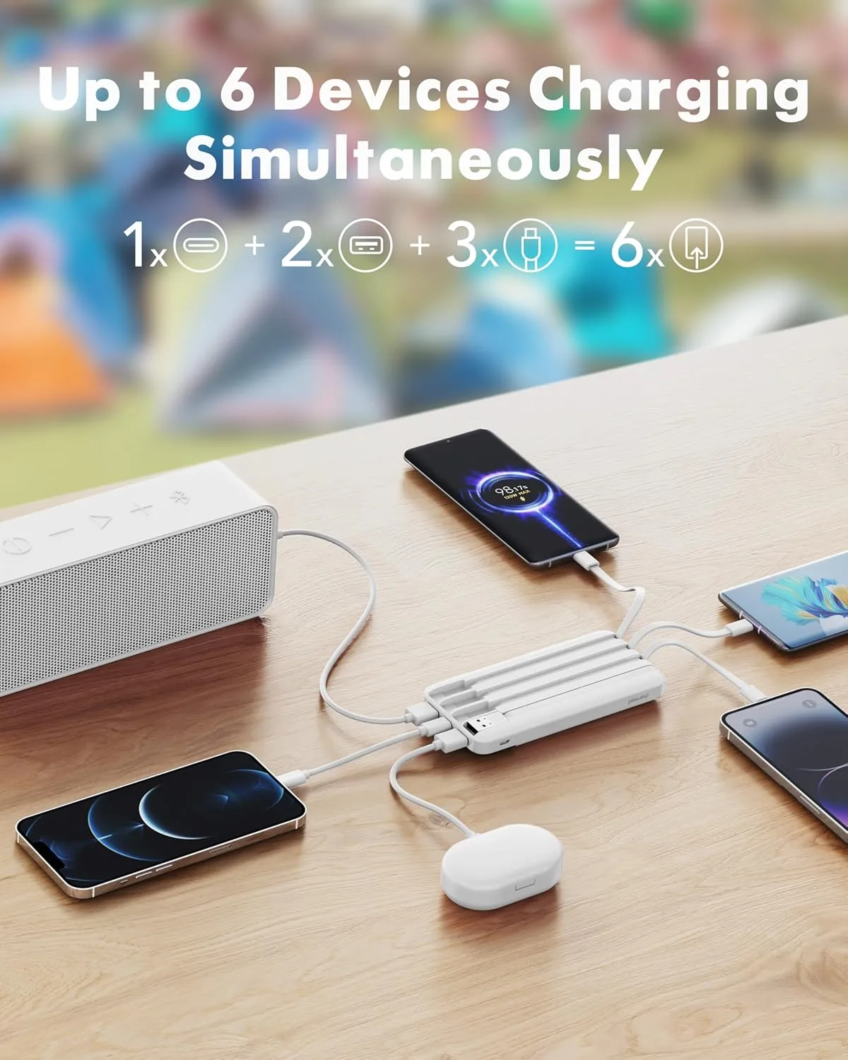 charmast Power Bank Portable Charger with Reinforced Built-in 4 Cables