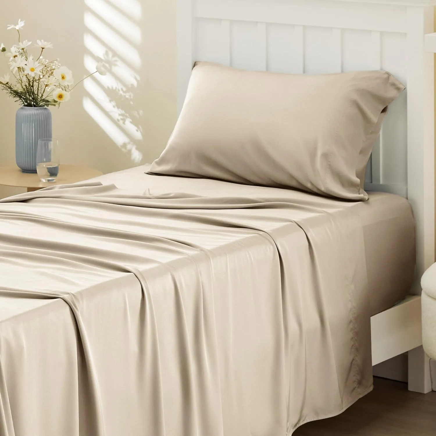 Bedsure PureWoven 100% Rayon Derived from Bamboo, Full Size Sheets, 4 PCS