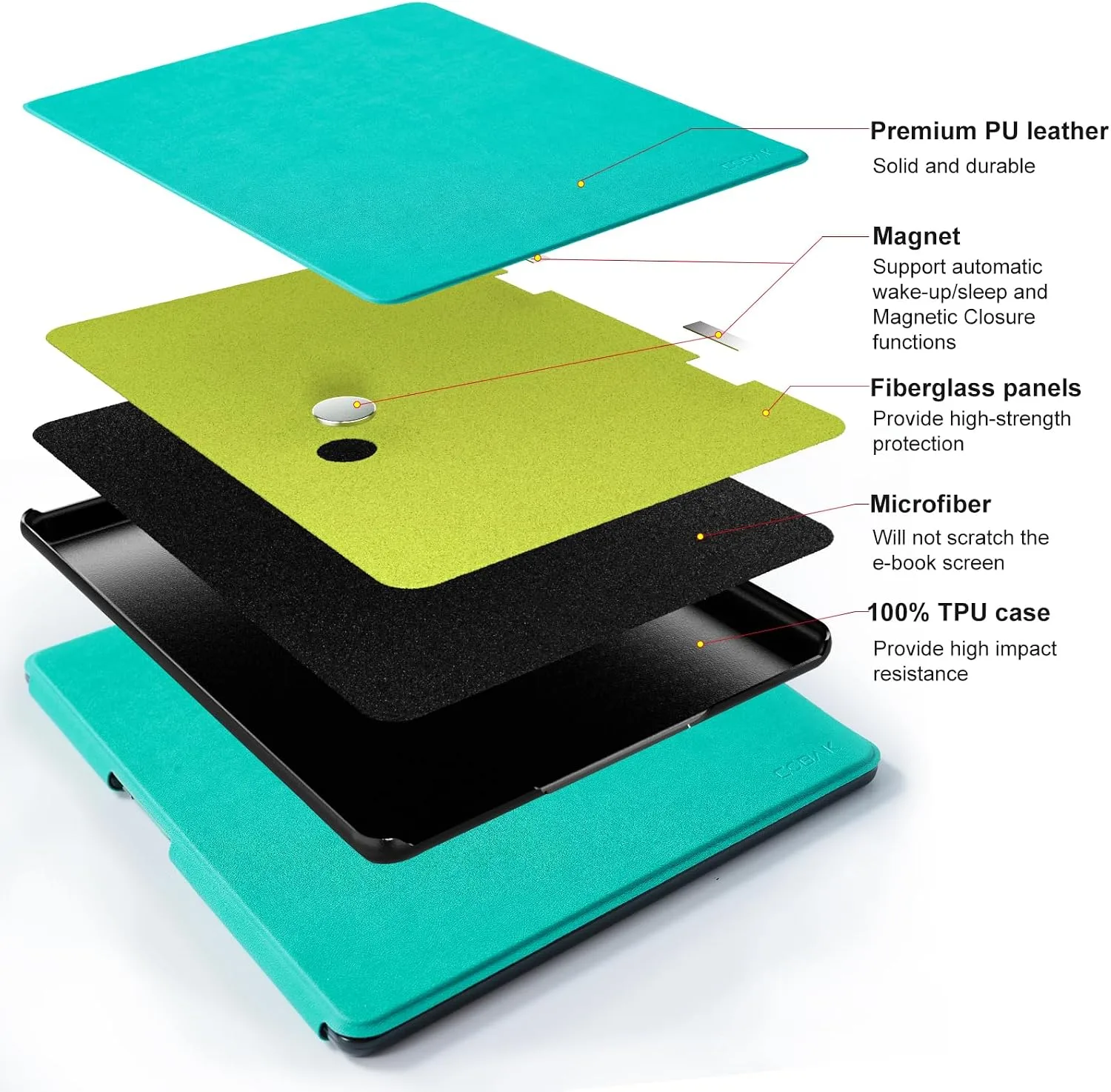 CoBak Case for Kindle Scribe - All New PU Leather Cover with Auto Sleep Wake Feature for Kindle Scribe 10.2" 2022 & 2024 Released with Pen Holder