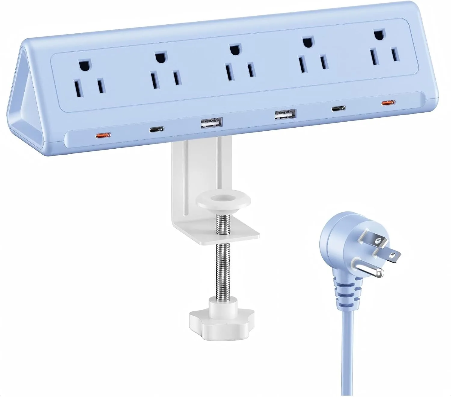 AnnTane Desk Clamp Power Strip USBC, 40W Fast Charging, 6.5 Ft, Blue