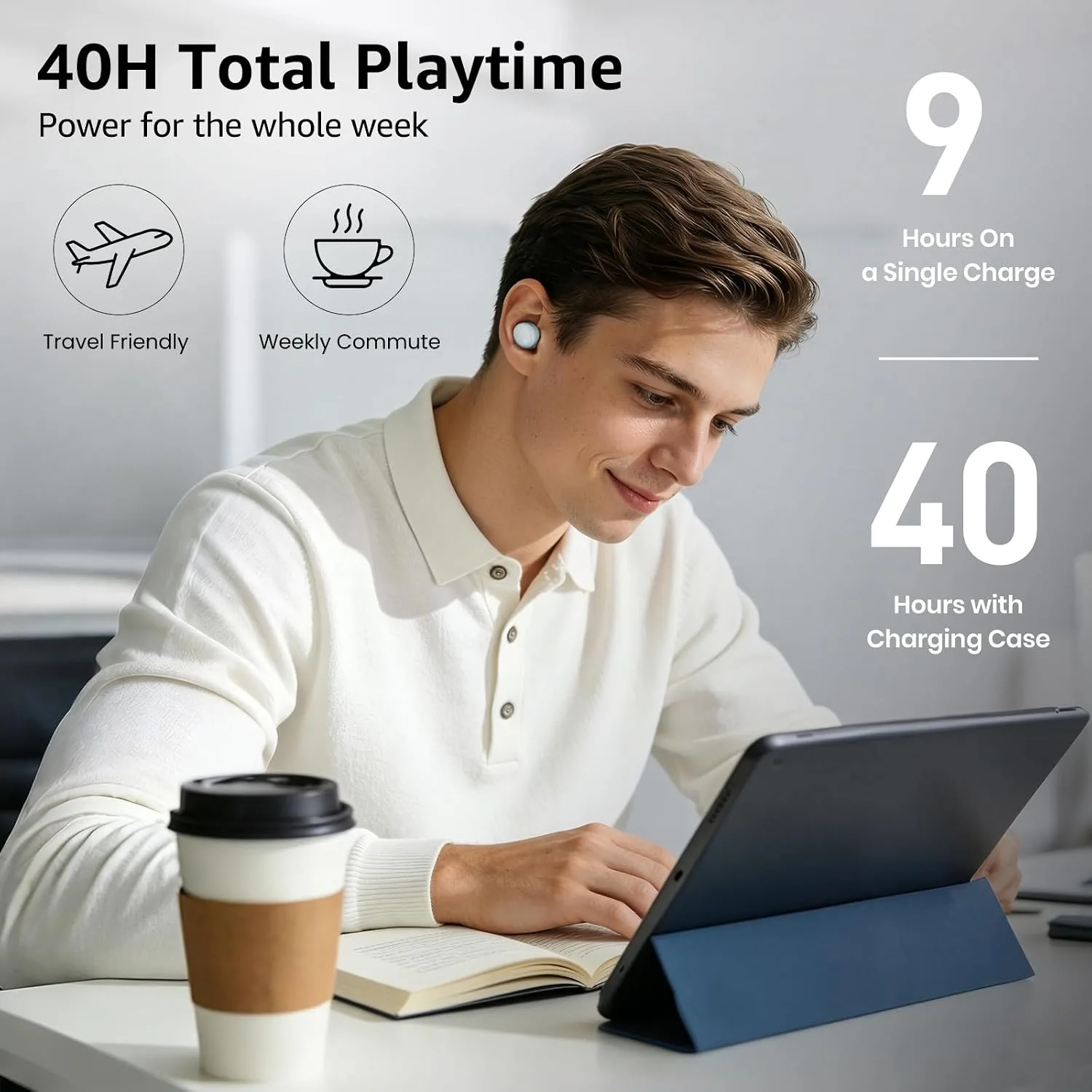 TOZO T6 Wireless Earbuds Bluetooth 5.3 Stereo Sound in Ear Headphones