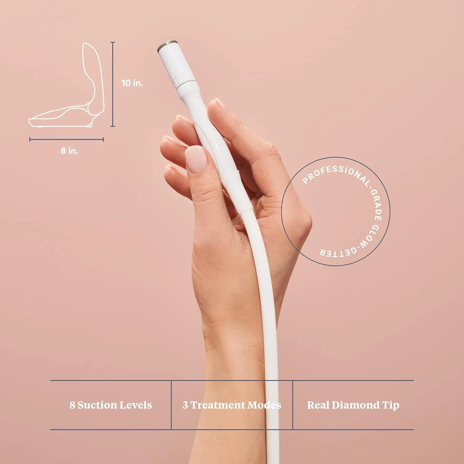 Trophy Skin MicrodermMD - At Home Microdermabrasion Kit - Anti Aging and Acne Treatment - Contains Real Diamond and Pore Extractor Tips to Rejuvenate Skin and Reduce Acne Scars - Blush