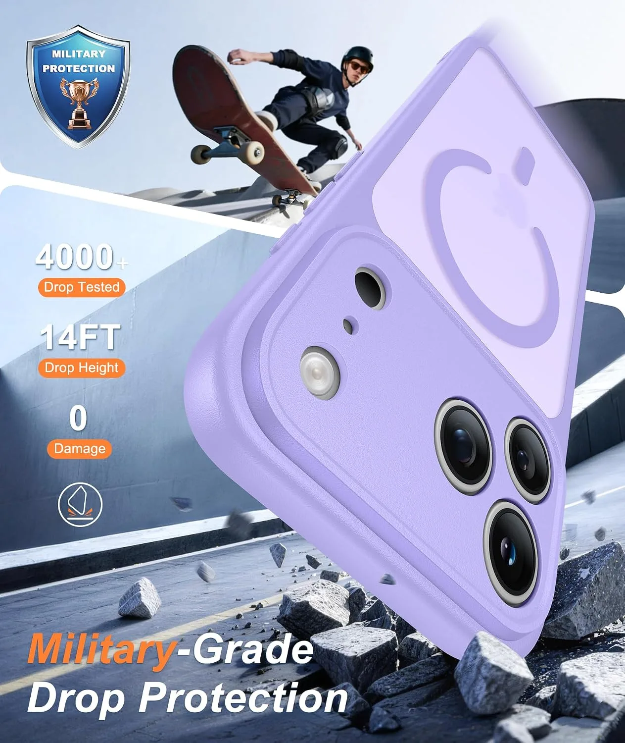 FNTCASE for iPhone 18 Pro Max /17 Pro Max Case Fit for MagSafe Light Purple
