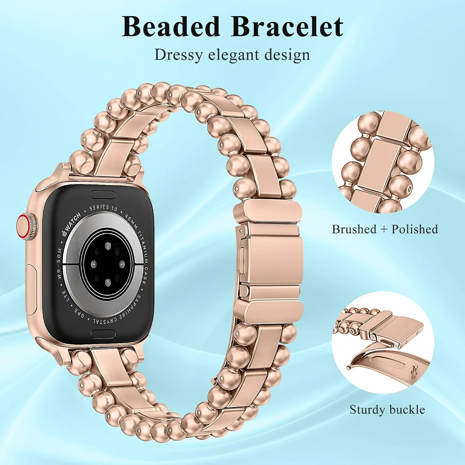 TOYOUTHS Dressy Metal Beaded Bracelet for Apple Watch Bands Women